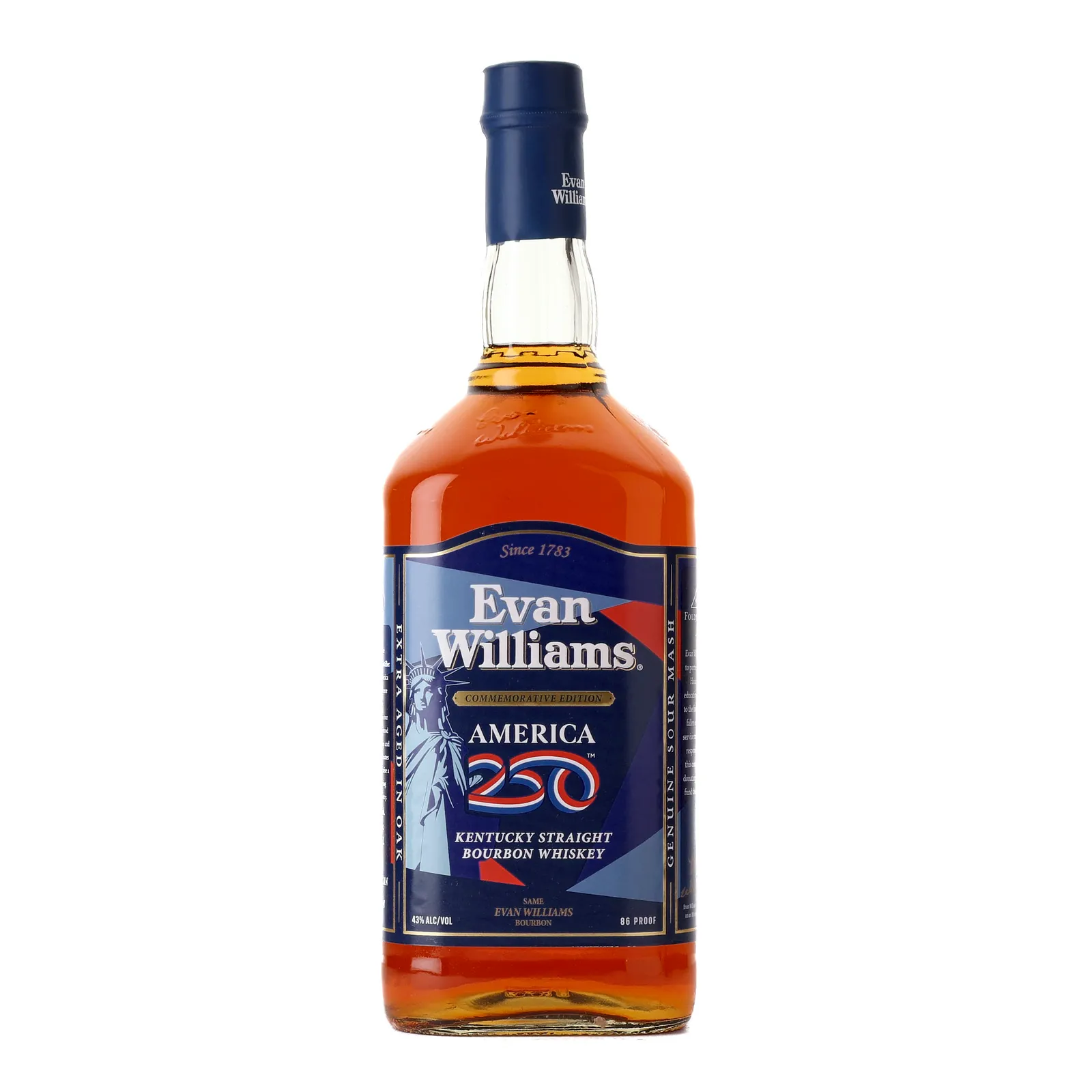 Evan Williams America 250th Commemorative Edition Bourbon, 43% whisky bottle