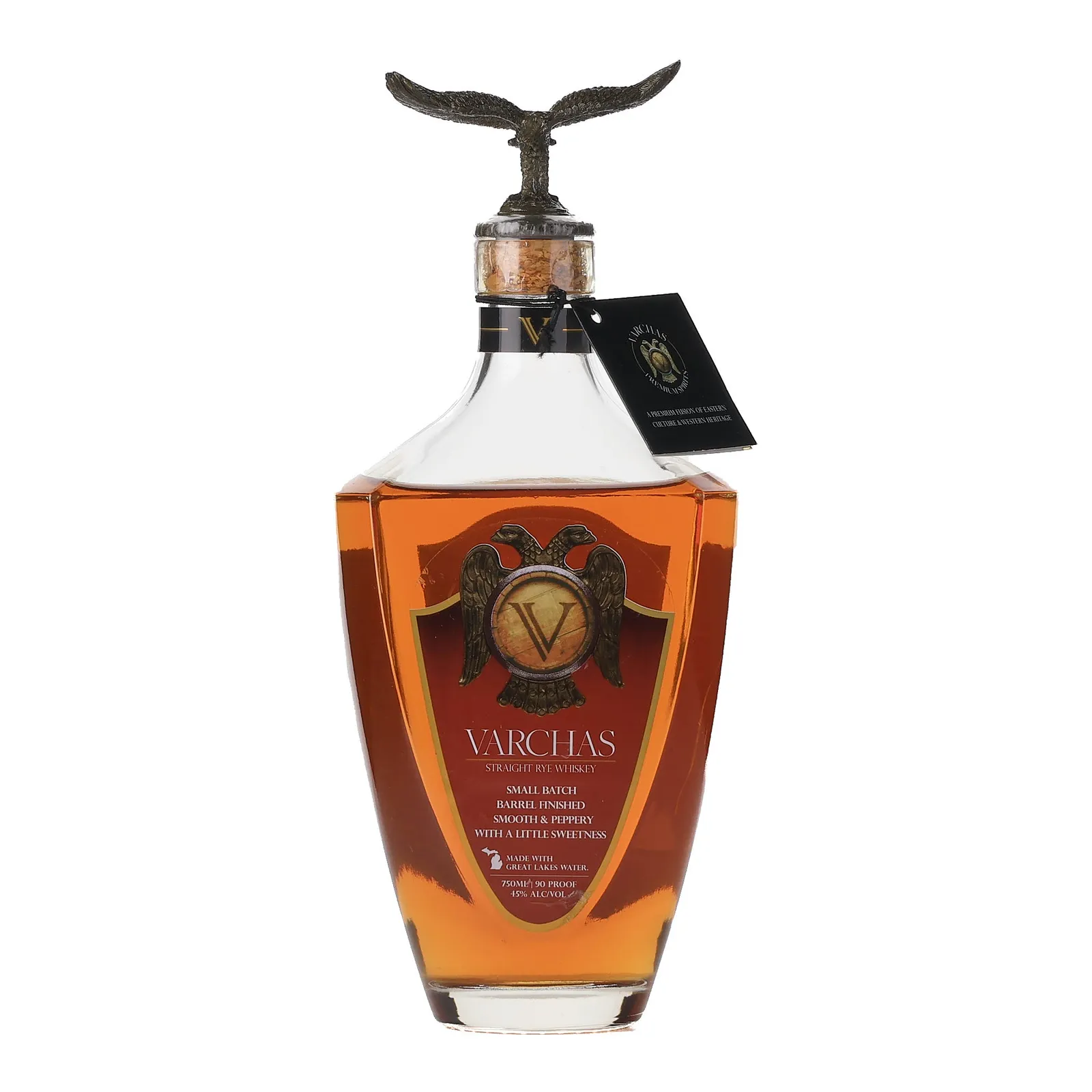 Varchas Straight Rye, 45% whisky bottle