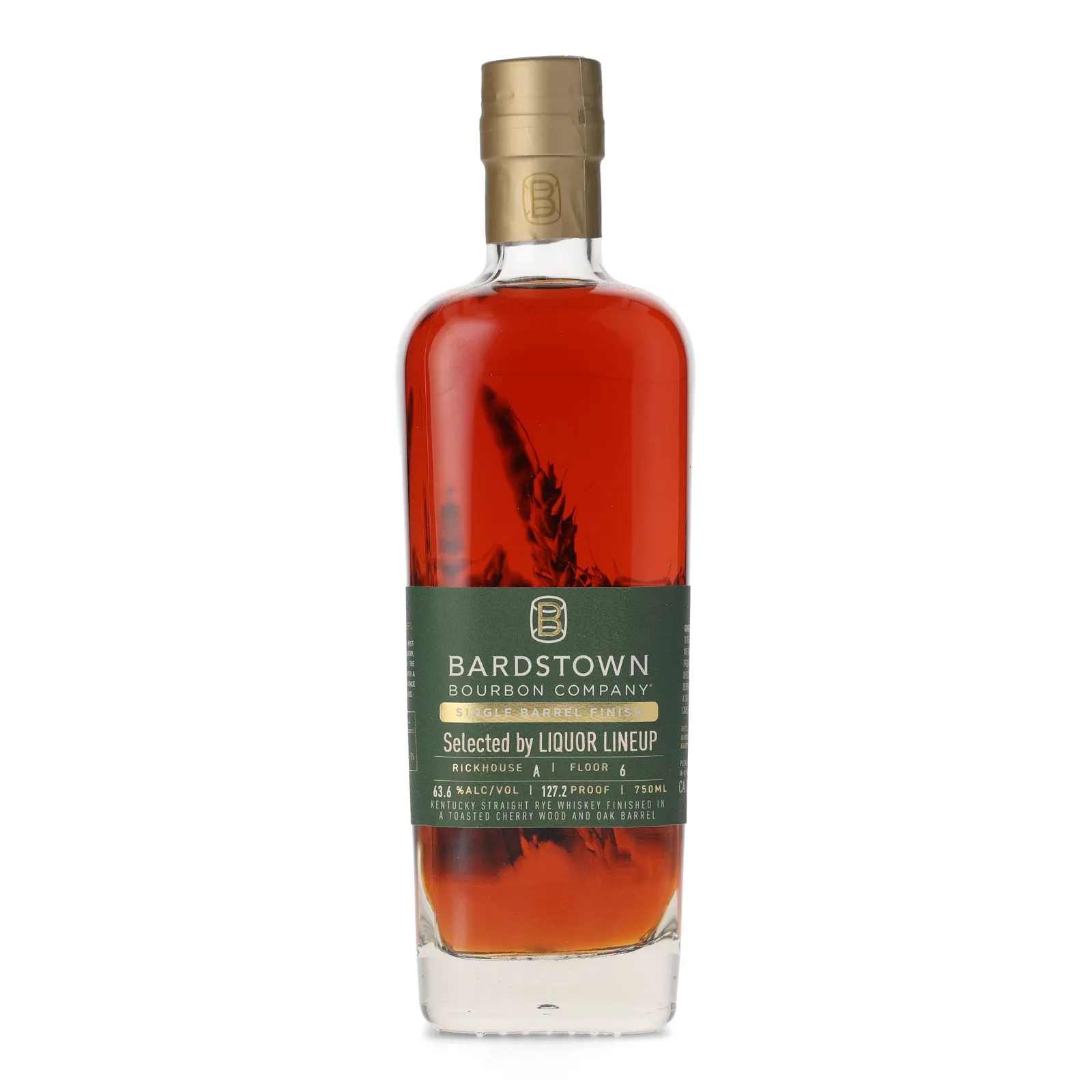 Bardstown Bourbon Company Single Barrel Finish Rye Liquor Lineup Selection 6 Year Old, Oak & Toasted Cherry Wood Cask, 63.6% whisky bottle