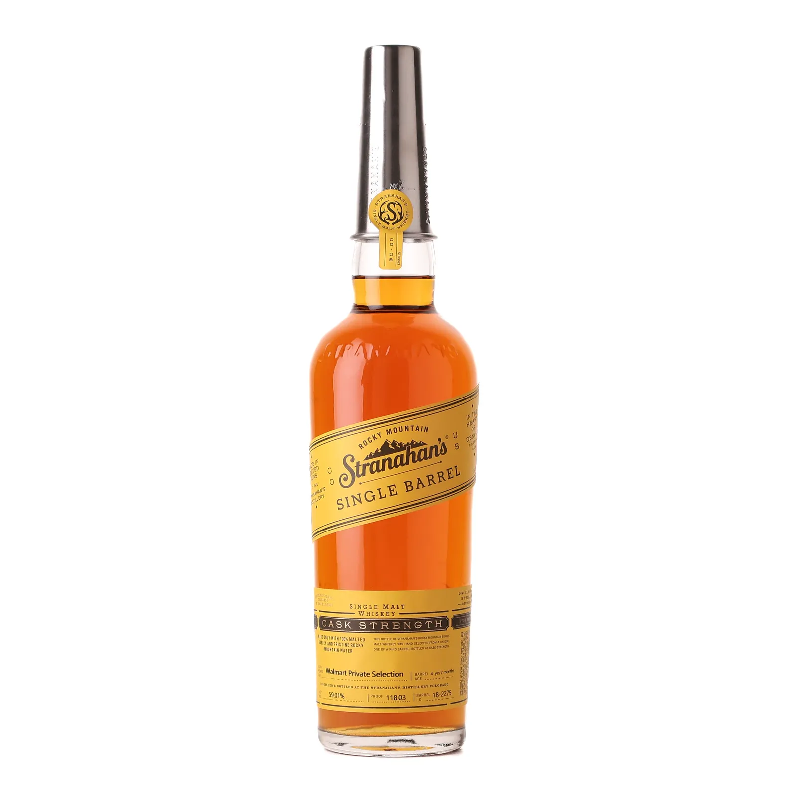 Stranahan's Cask Strength Single Barrel 4 Year Old, American White Oak Cask, Cask #18-2275, 2018, 59.01% whisky bottle