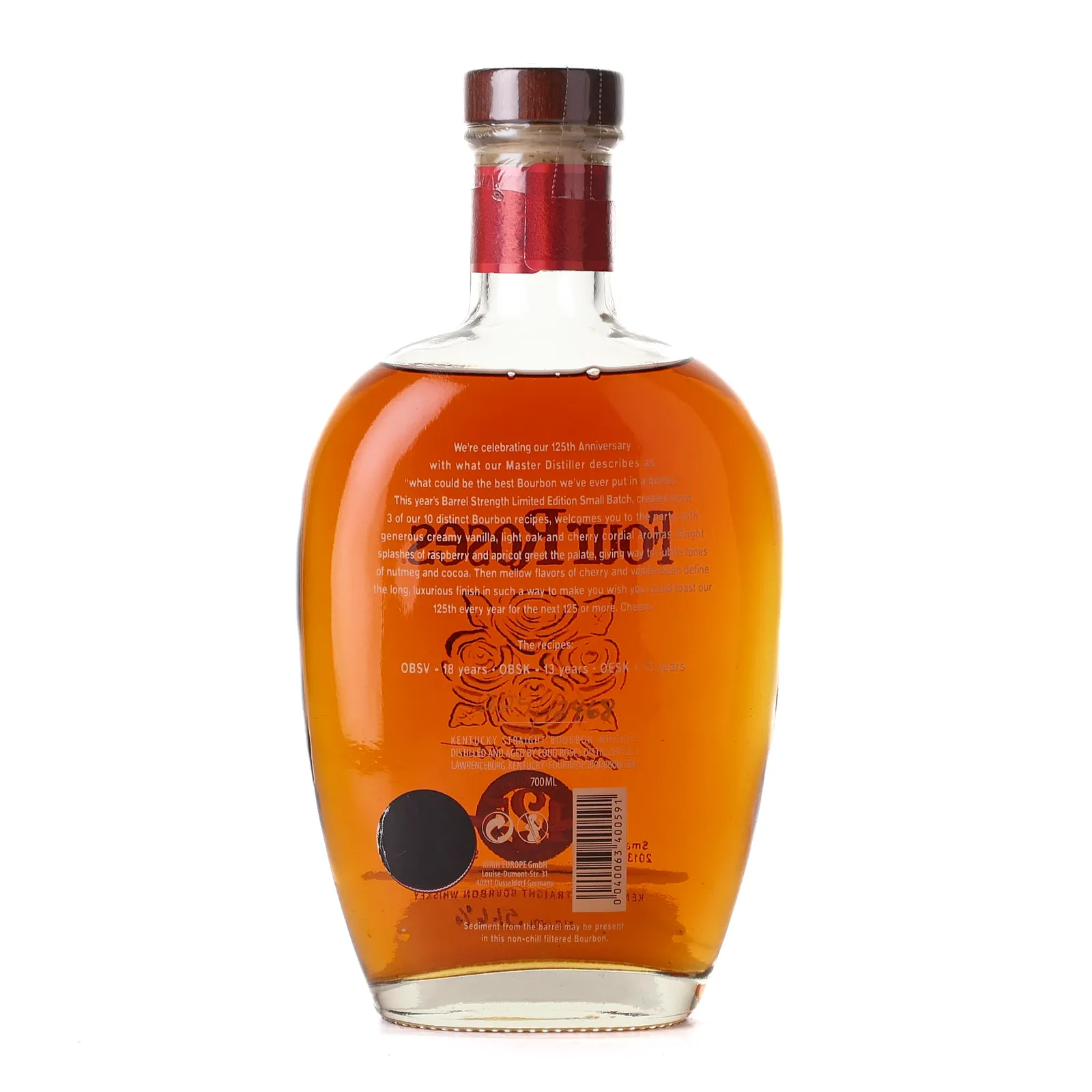 Four Roses Barrel Strength Small Batch 2013 - 125th Anniversary 13 Year Old, Oak Cask, 2013, 51.6% whisky bottle
