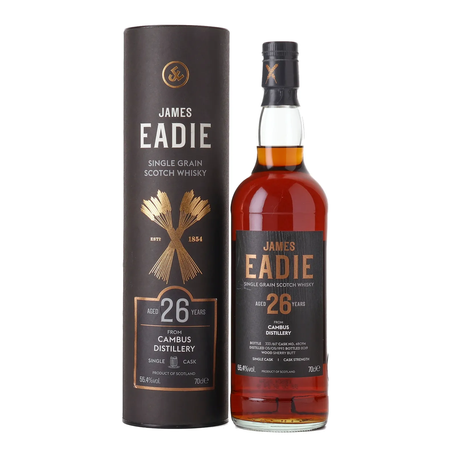 Cambus 26 Year Old, Sherry Cask, Cask #48094, 1993, James Eadie, 55.4% whisky bottle