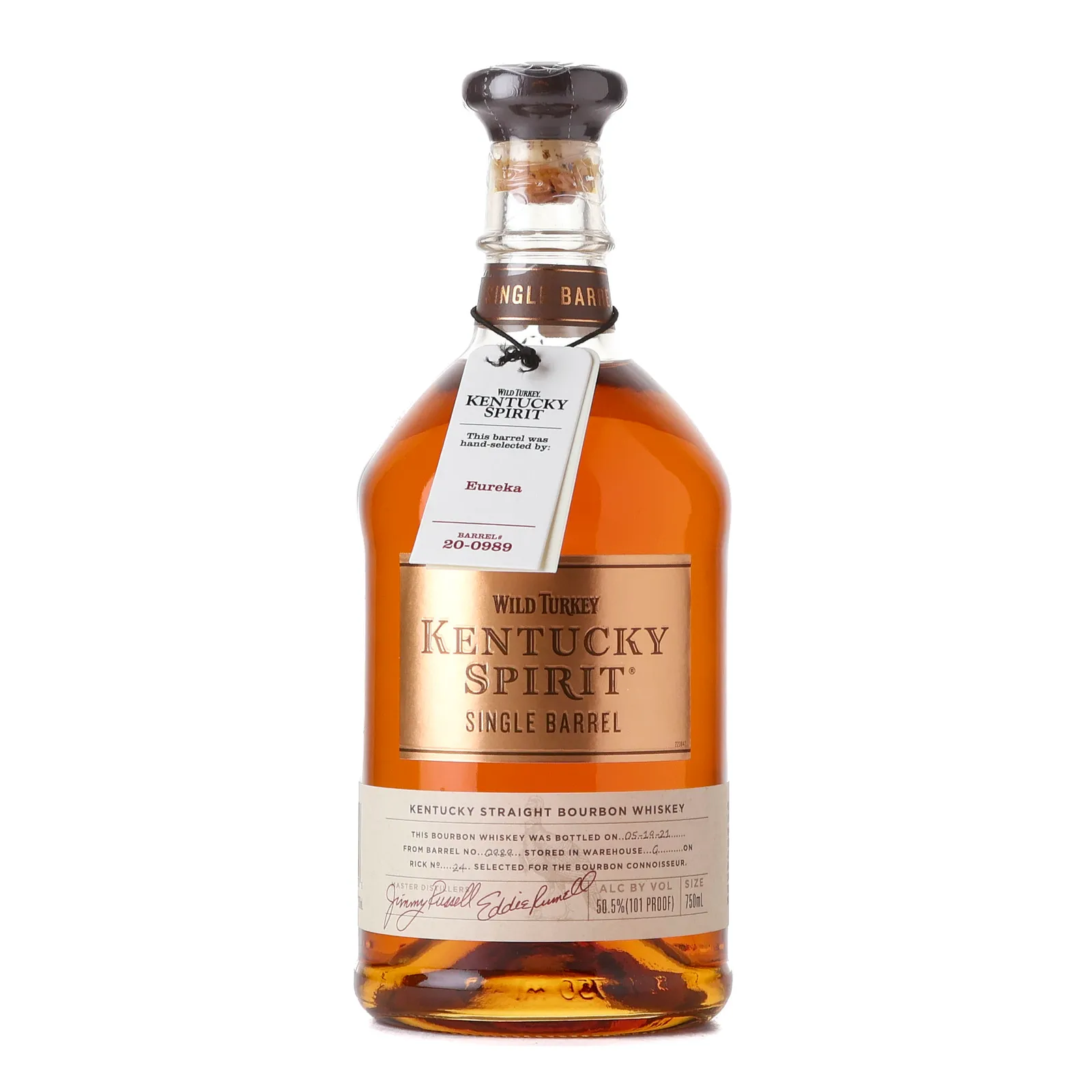 Wild Turkey Kentucky Spirit Eureka Private Barrel Selection, Cask #20-0989, 2021, 50.5% whisky bottle