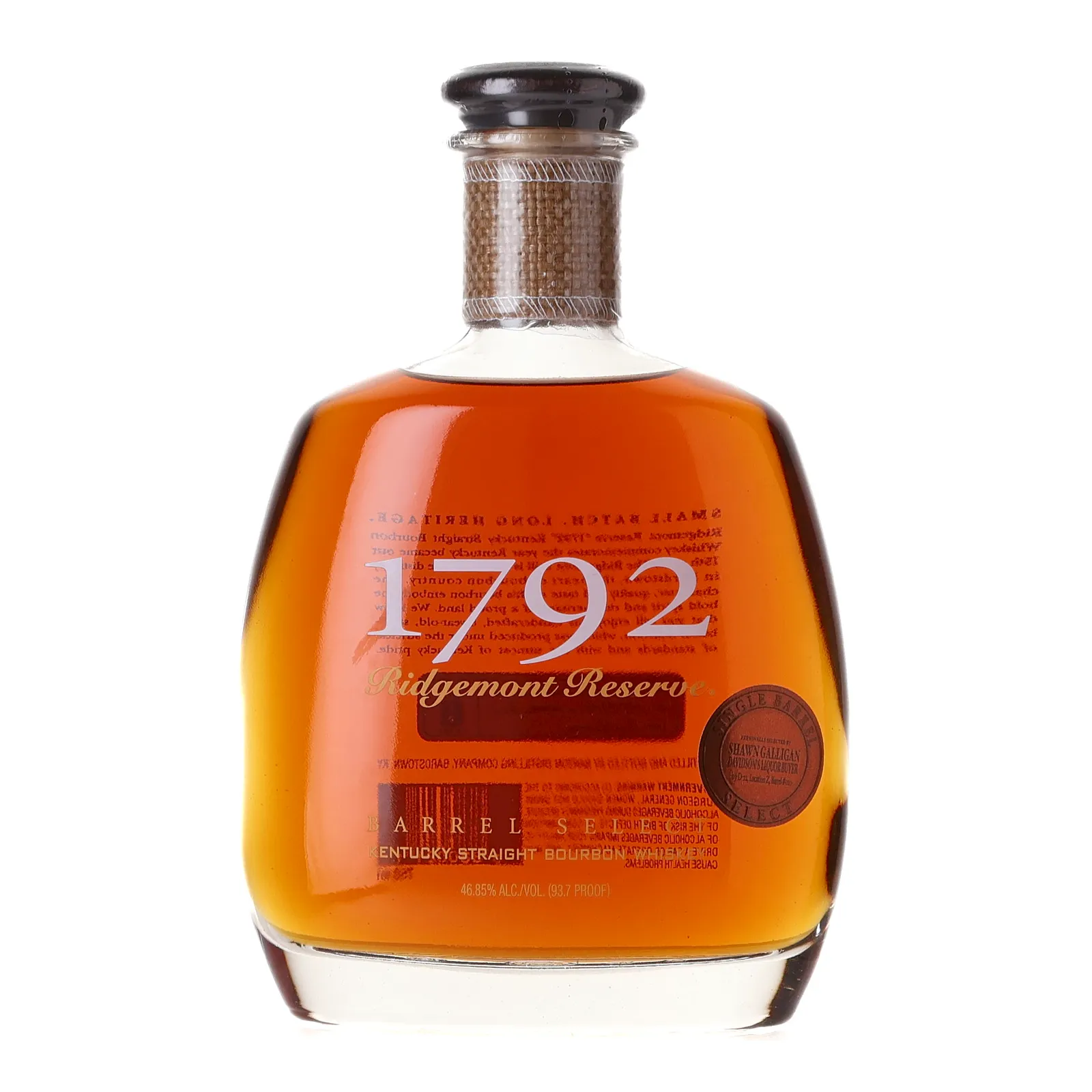 1792 Ridgemont Reserve Shawn Galligan Private Barrel Selection 8 Year Old, 46.85% whisky bottle