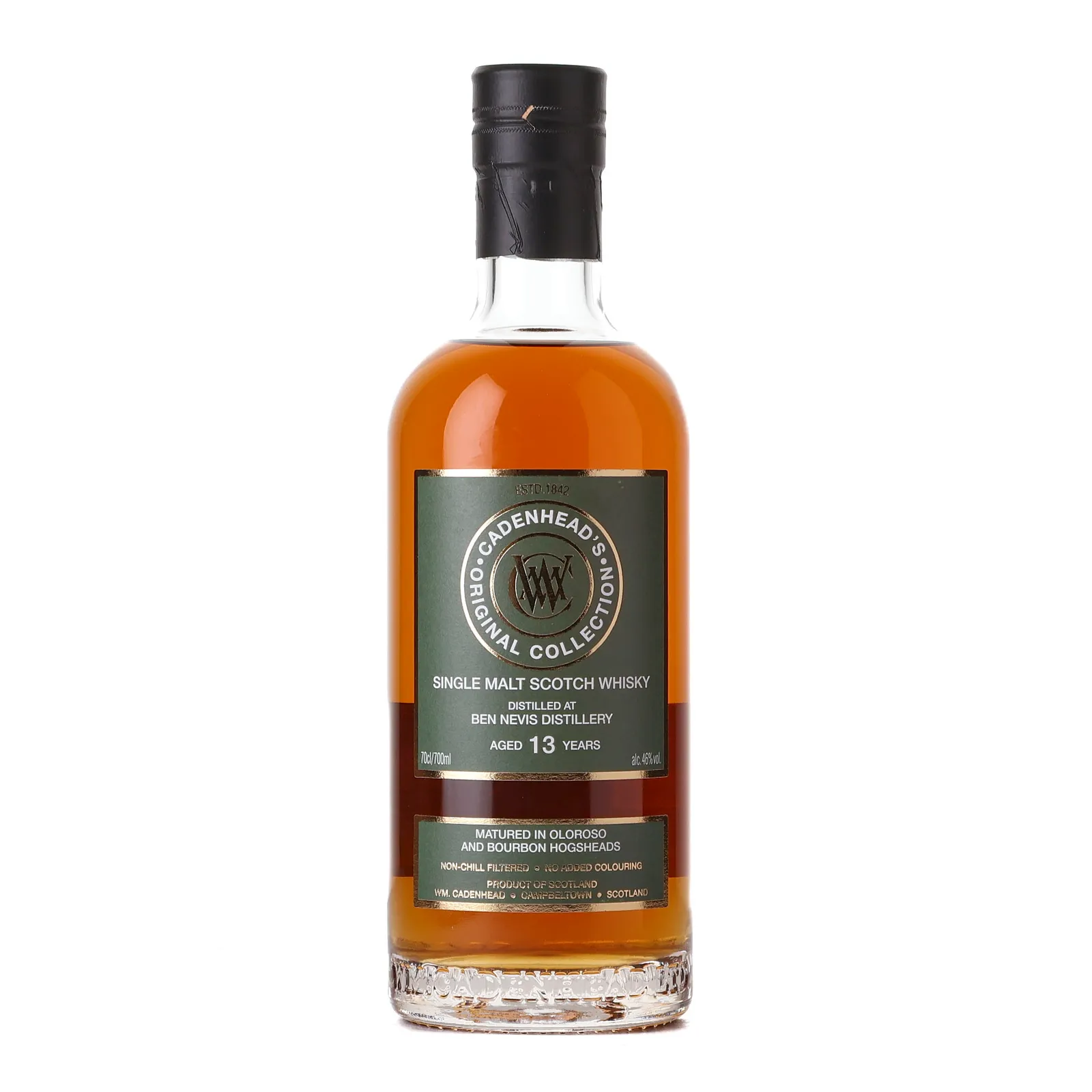 Ben Nevis 13 Year Old, Bourbon & Oloroso Cask, 2012, Cadenhead's, 46% whisky bottle