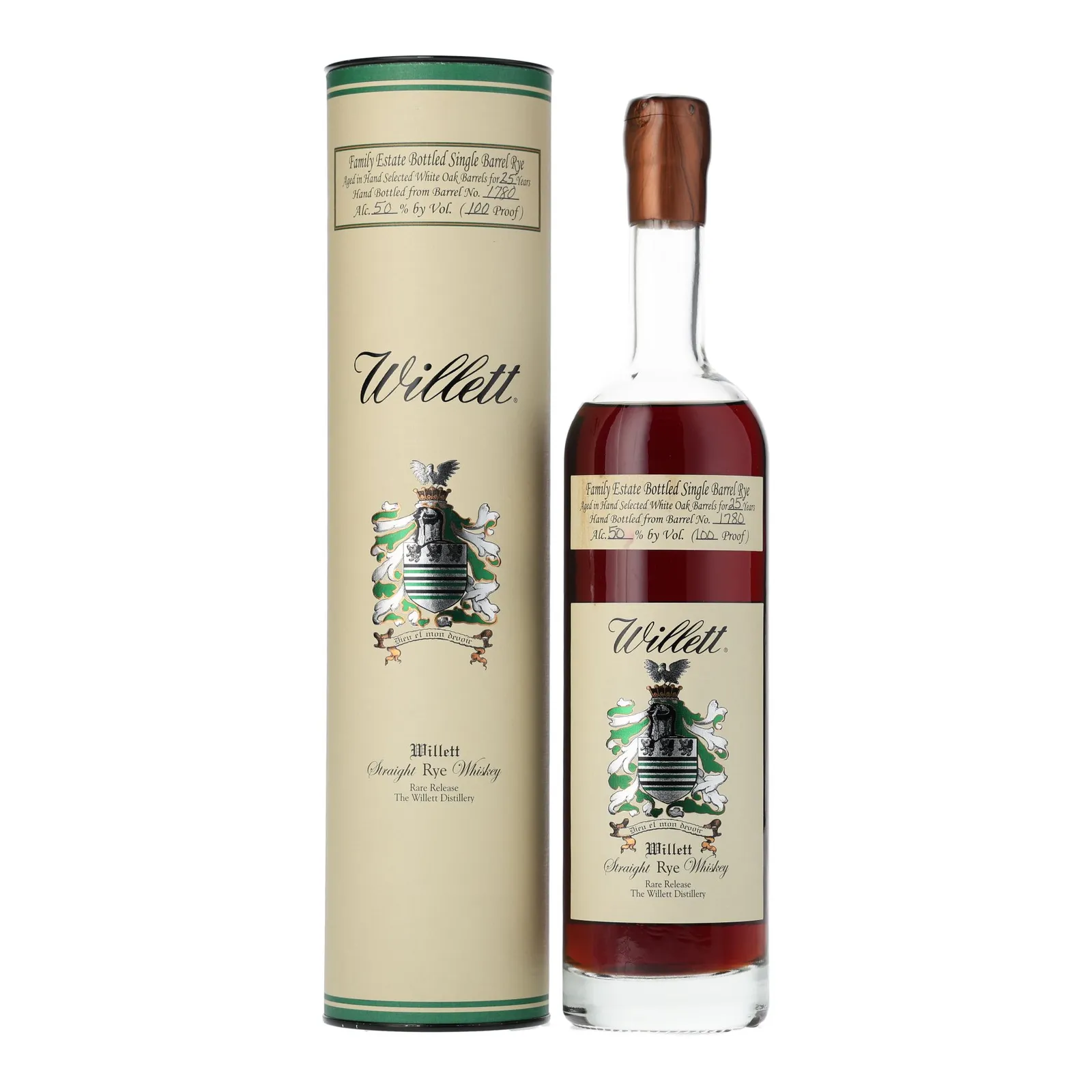 Willett Family Estate 25 Year Old, White Oak Cask, Cask #1780, 50% whisky bottle