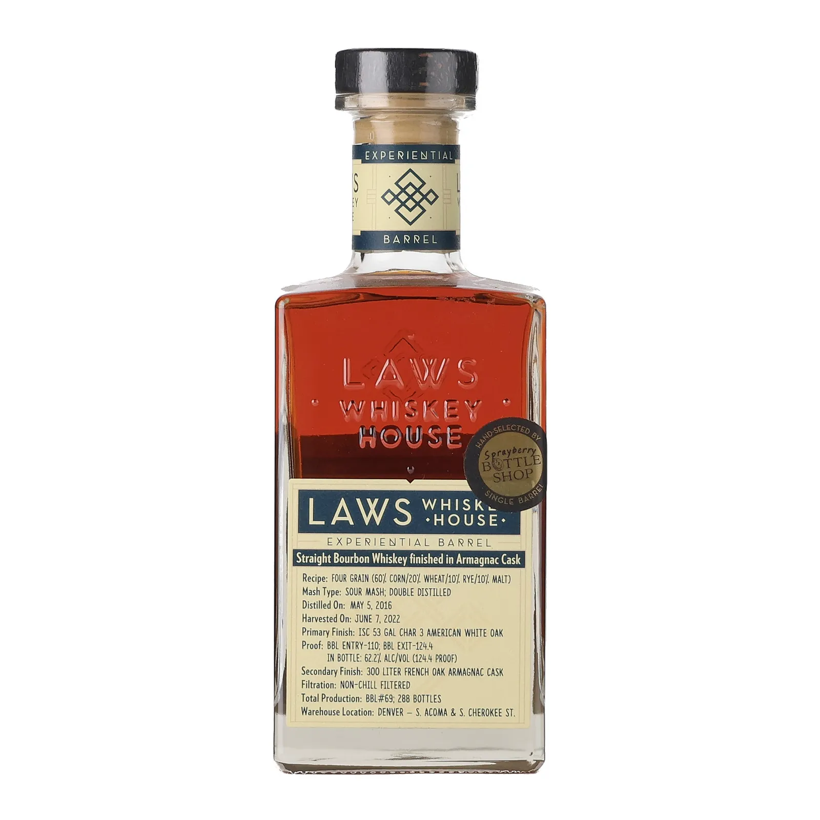 Laws Whiskey House Experiential Barrel Armagnac Cask Finish 6 Year Old, Armagnac Cask, Cask #69, 2022, 62.2% whisky bottle