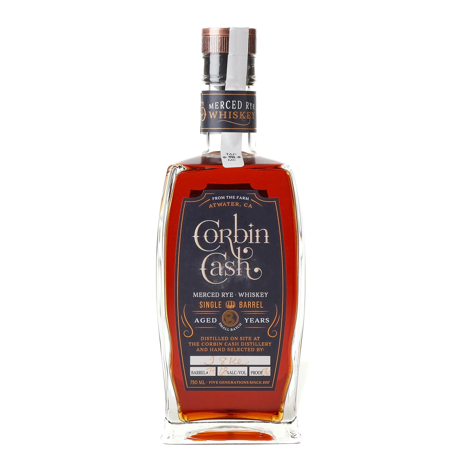 Corbin Cash Merced Rye Single Barrel 8 Year Old, Cask #79, 68% whisky bottle