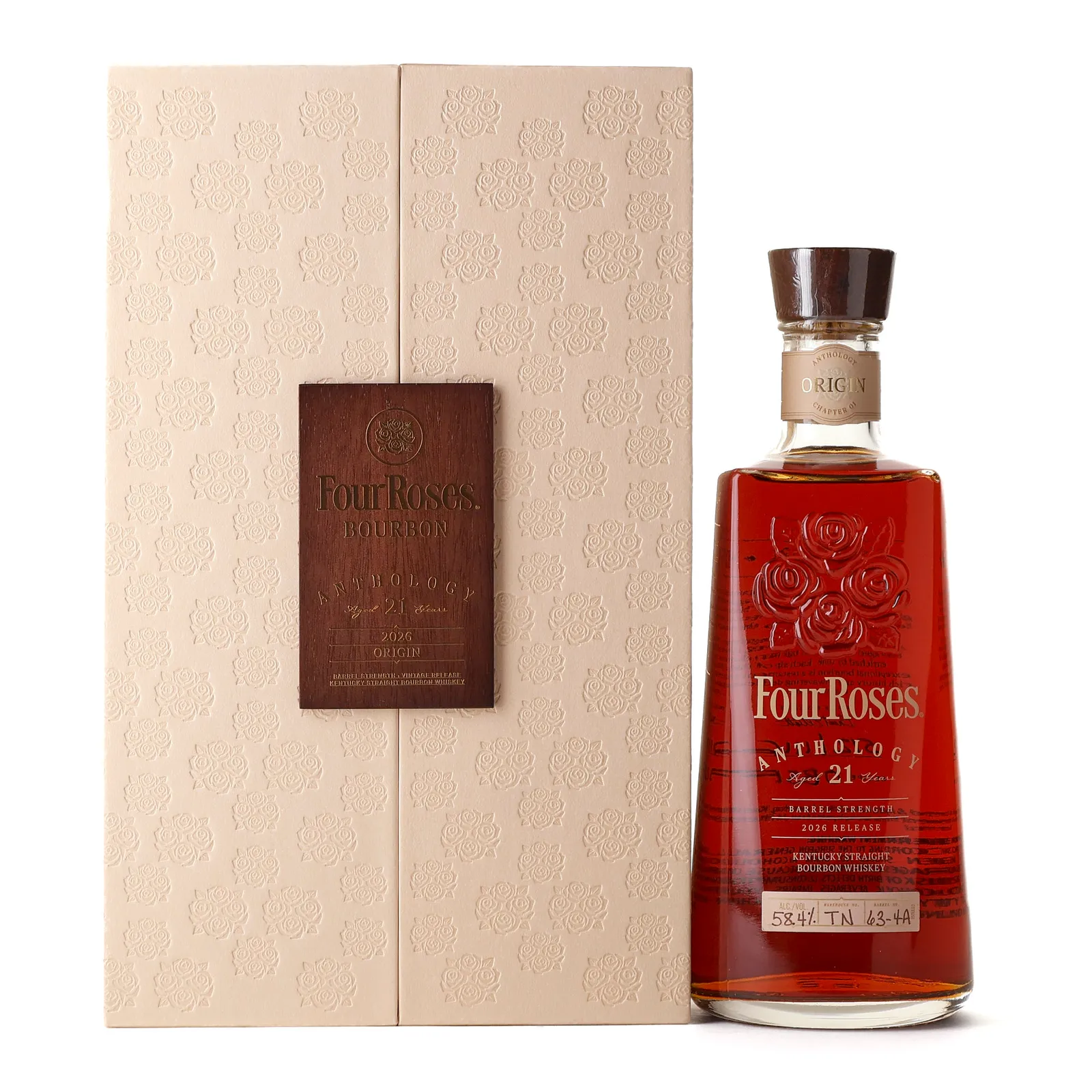 Four Roses Anthology Chapter One: Origin 21 Year Old, New Charred Oak Cask, TN 63-4A, 2026, 58.4% whisky bottle