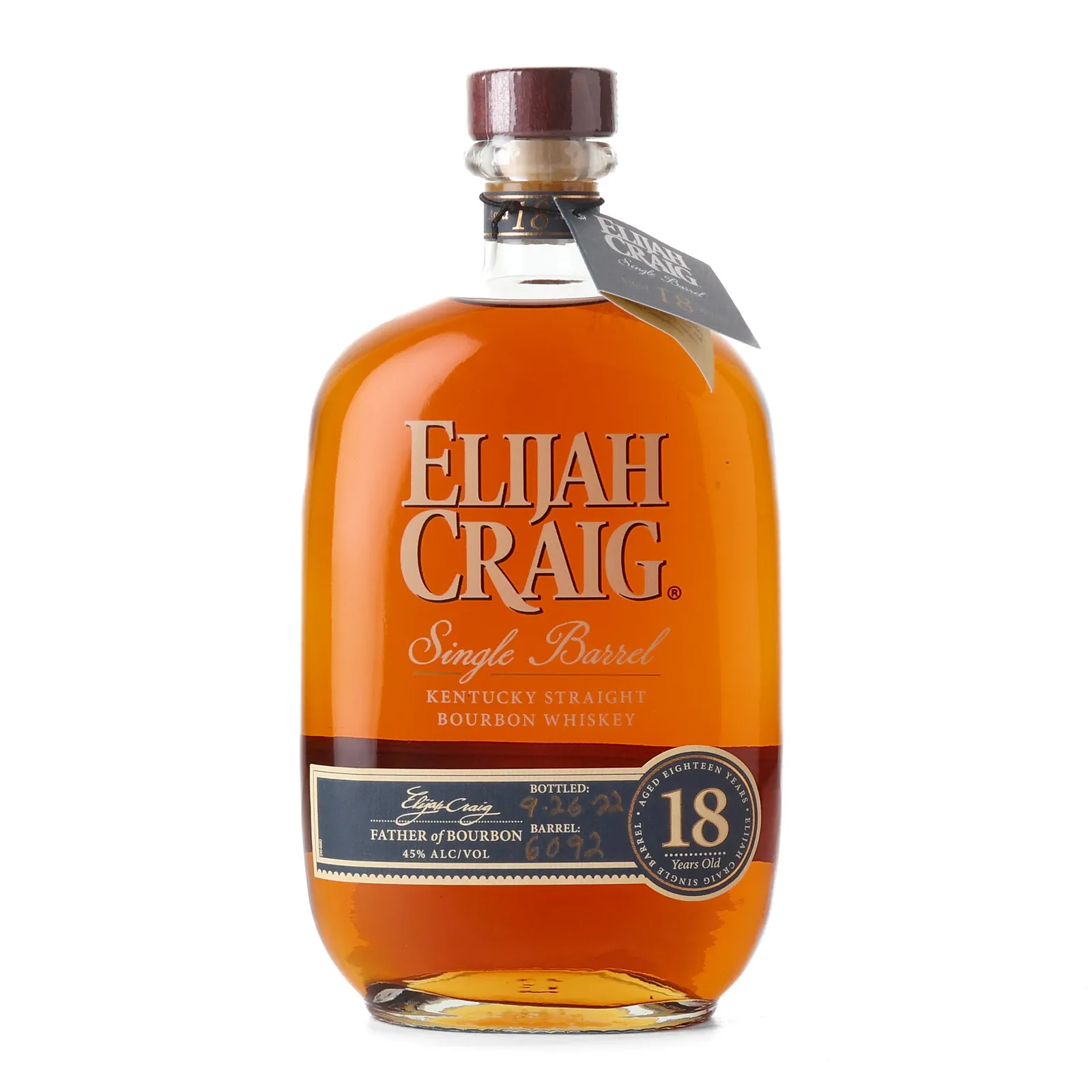 Elijah Craig Single Barrel 18 Year Old, 2022, 45% whisky bottle