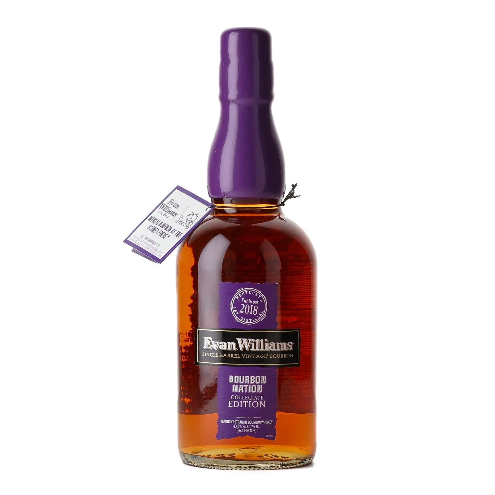 Evan Williams Bourbon Nation Collegiate Edition, Single Barrel Vintage Bourbon, New Charred Oak Cask, 2018, 2026, 43.3% whisky bottle