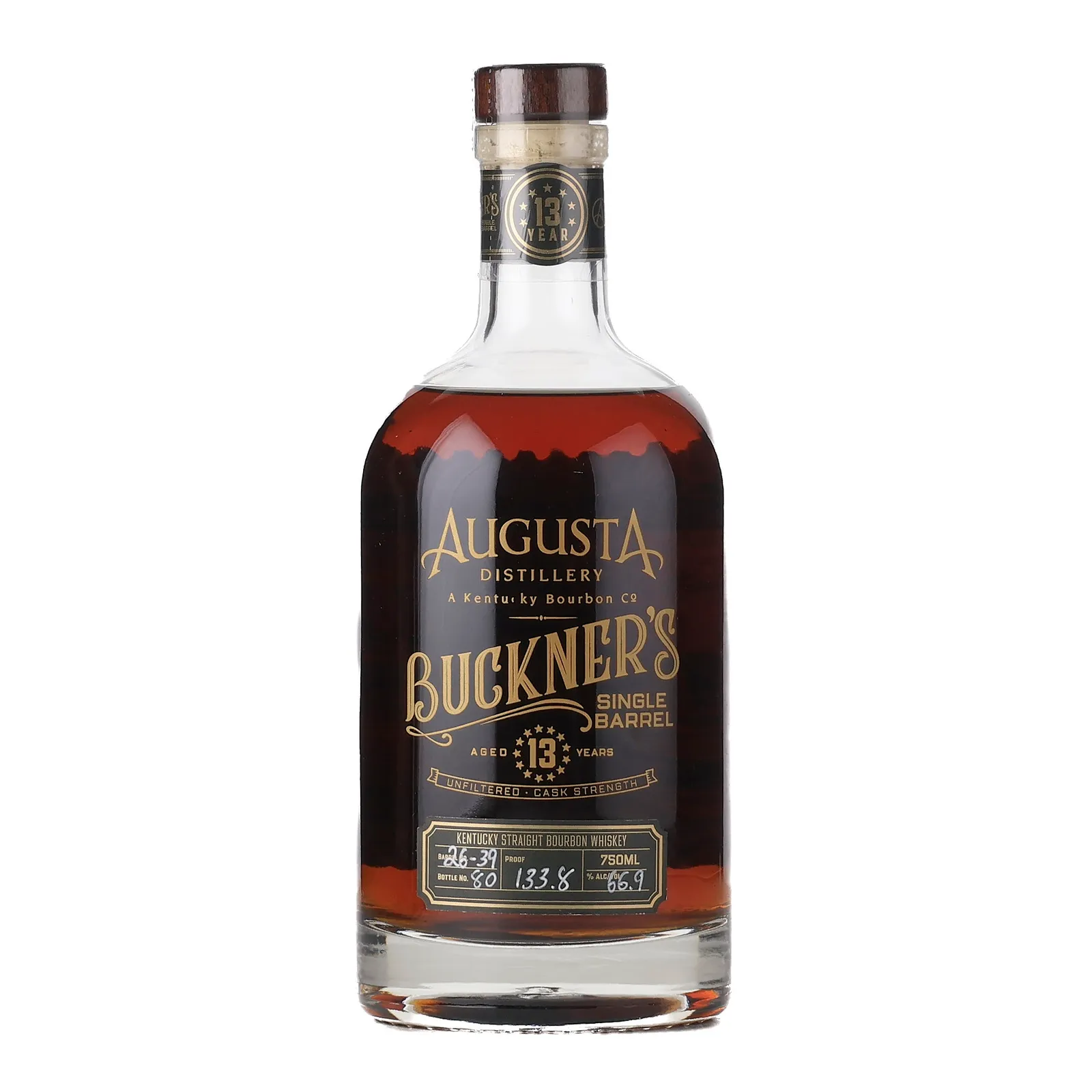 Buckner's Single Barrel Cask Strength Bourbon 13 Year Old, New Charred American Oak Cask, Cask #26-39, 66.9% whisky bottle