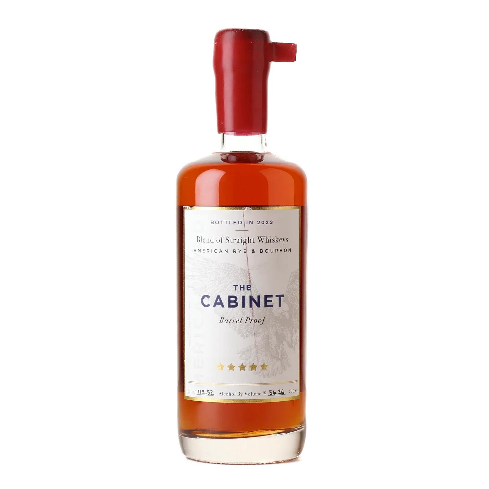 Cabinet Barrel Proof Blend of Straight Whiskeys, Proof & Wood, 56.26% whisky bottle