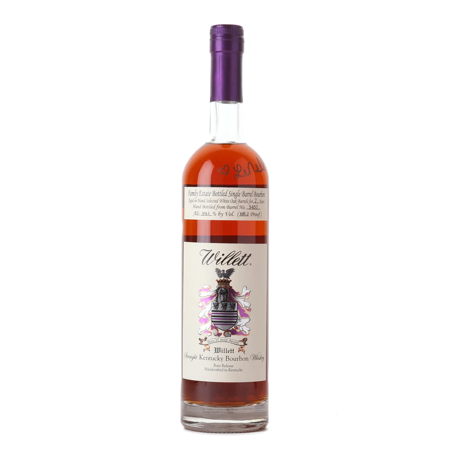 Willett Family Estate 7 Year Old, White Oak Cask, Cask #5457, 59.1% whisky bottle