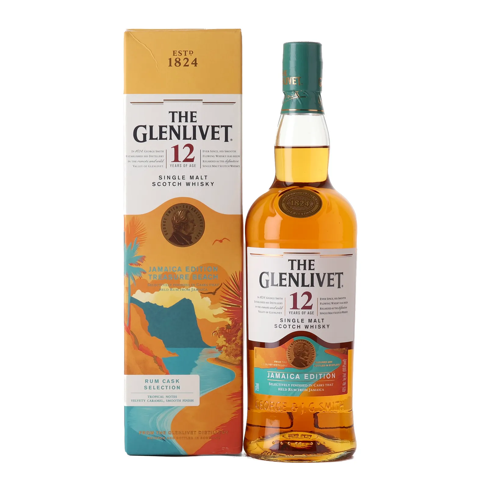 Glenlivet 12 Year Jamaica Edition Treasure Beach 12 Year Old, Jamaican Rum Cask, 2025, 40% whisky bottle