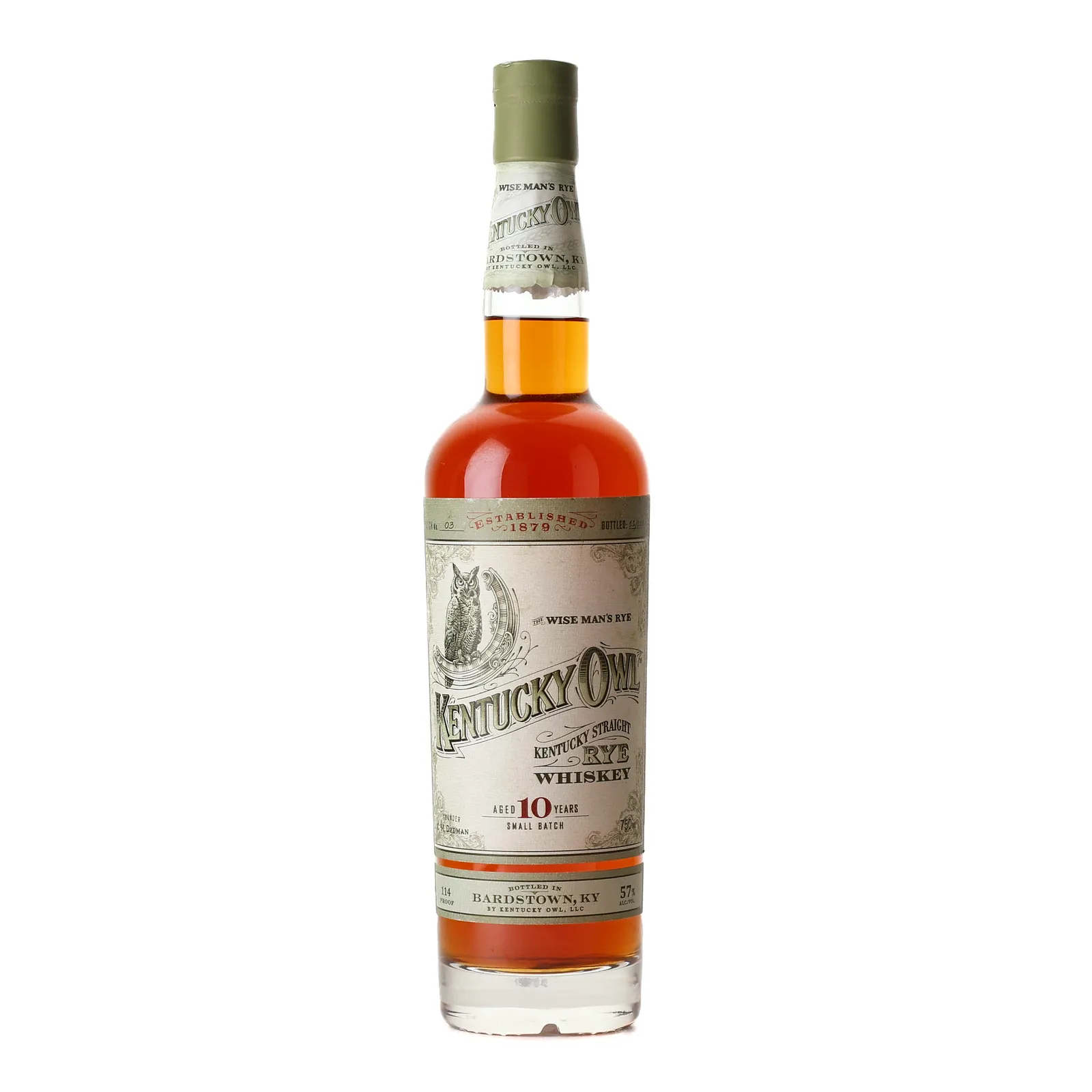 Kentucky Owl Small Batch No. Rye 10 Year Old, Batch No. 3, 2018, 57% whisky bottle