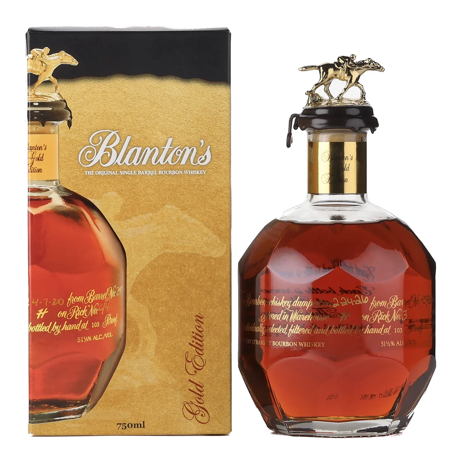 Blanton's 'Gold Edition' Single Barrel Bourbon (Letter A), New Charred Oak Cask, Cask #4743, Batch Letter A, 2026, 51.5% whisky bottle