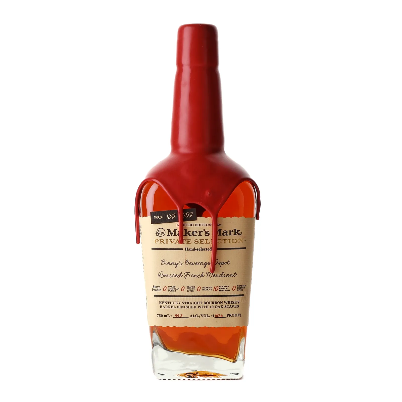 Maker's Mark Private Barrel Selection, Binny's, 55.3% whisky bottle