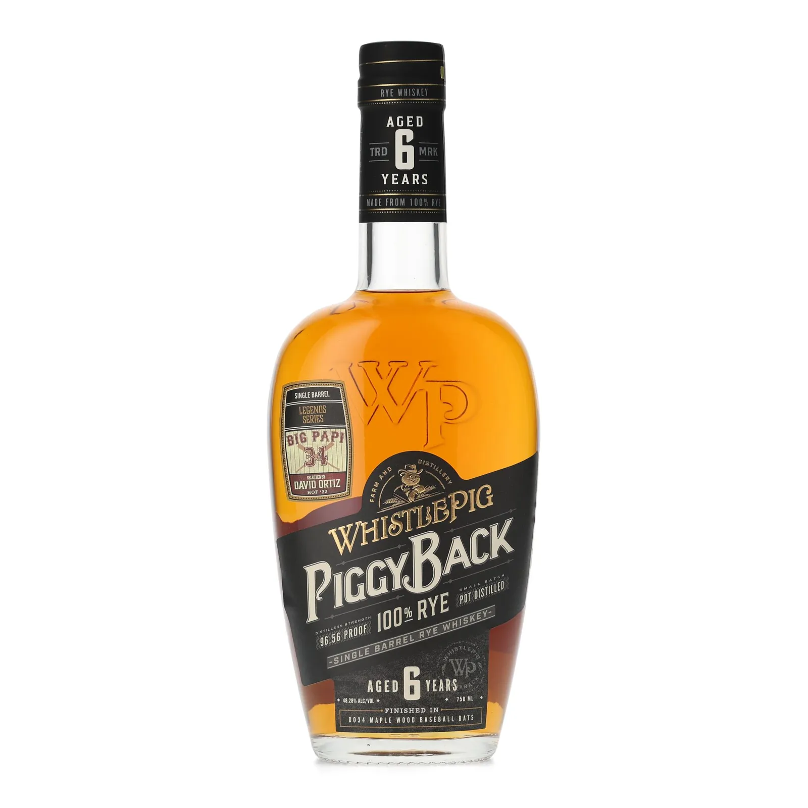 WhistlePig PiggyBack Legends Series Big Papi 6 Year Old, American Oak Cask, 2022, 48.3% whisky bottle