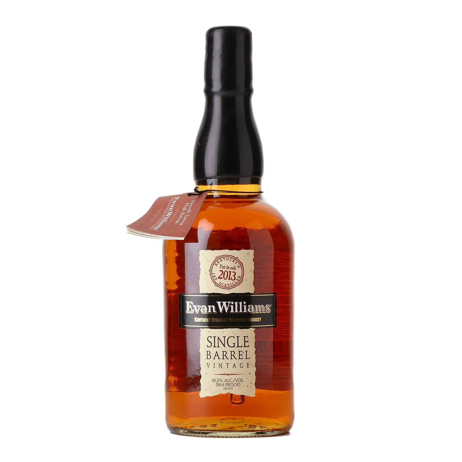 Evan Williams Single Barrel Vintage Bourbon, New Charred American Oak Cask, 2021, 43.3% whisky bottle