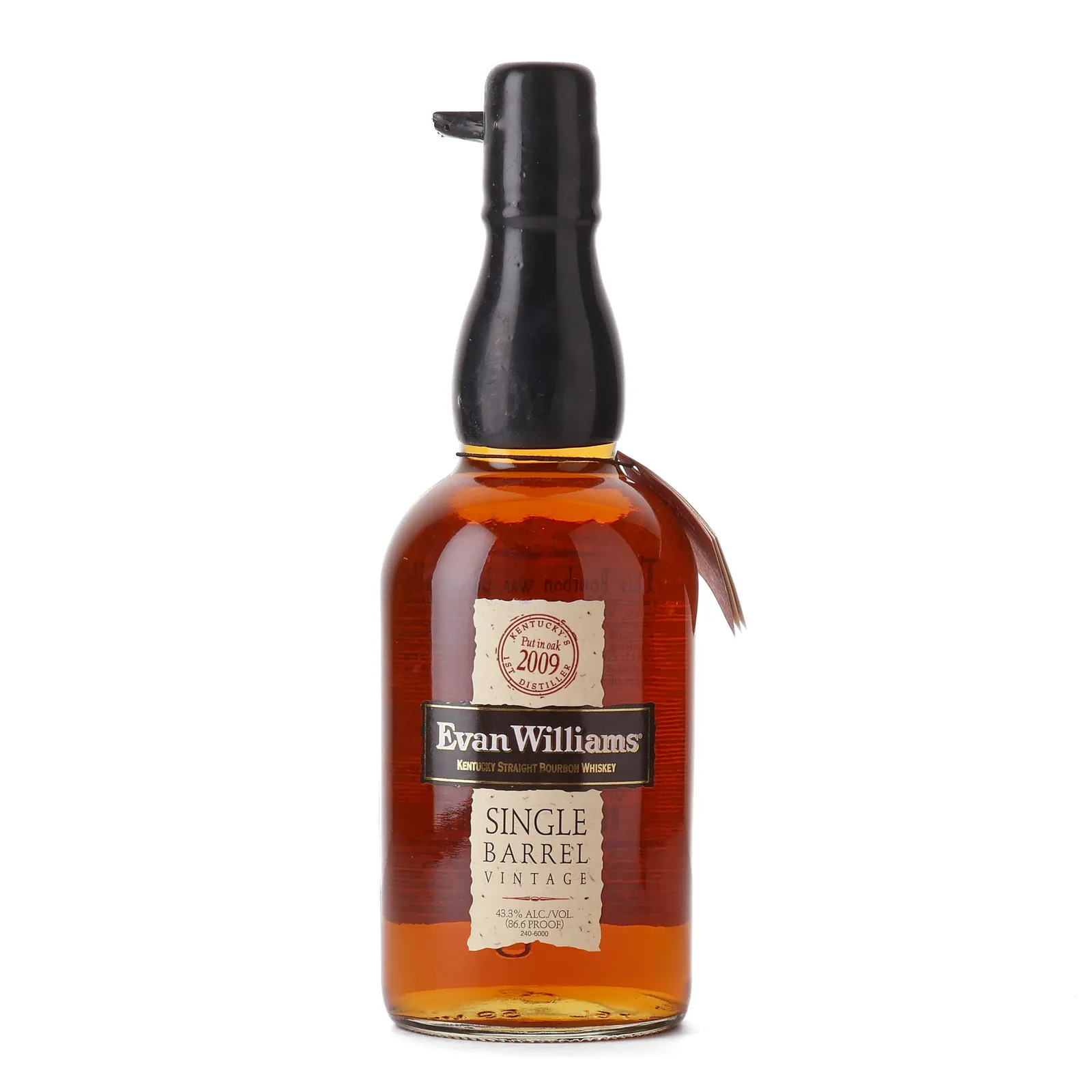 Evan Williams Single Barrel Vintage 7 Year Old, New Charred American Oak Cask, Cask #112, 2017, 43.3% whisky bottle