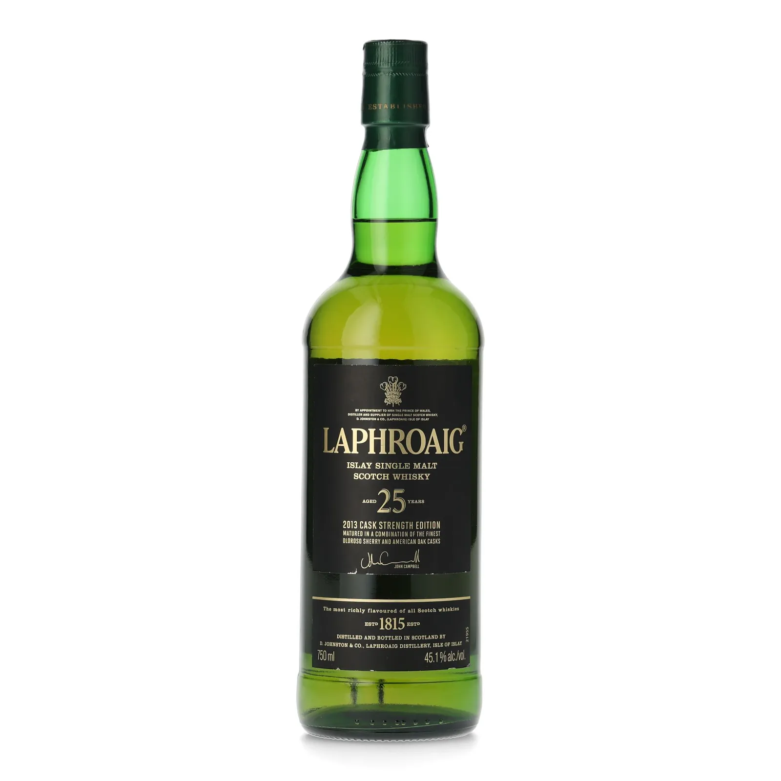 Laphroaig Cask Strength 25 Year Old, Bourbon & Sherry Cask, 2013, 45.1% whisky bottle