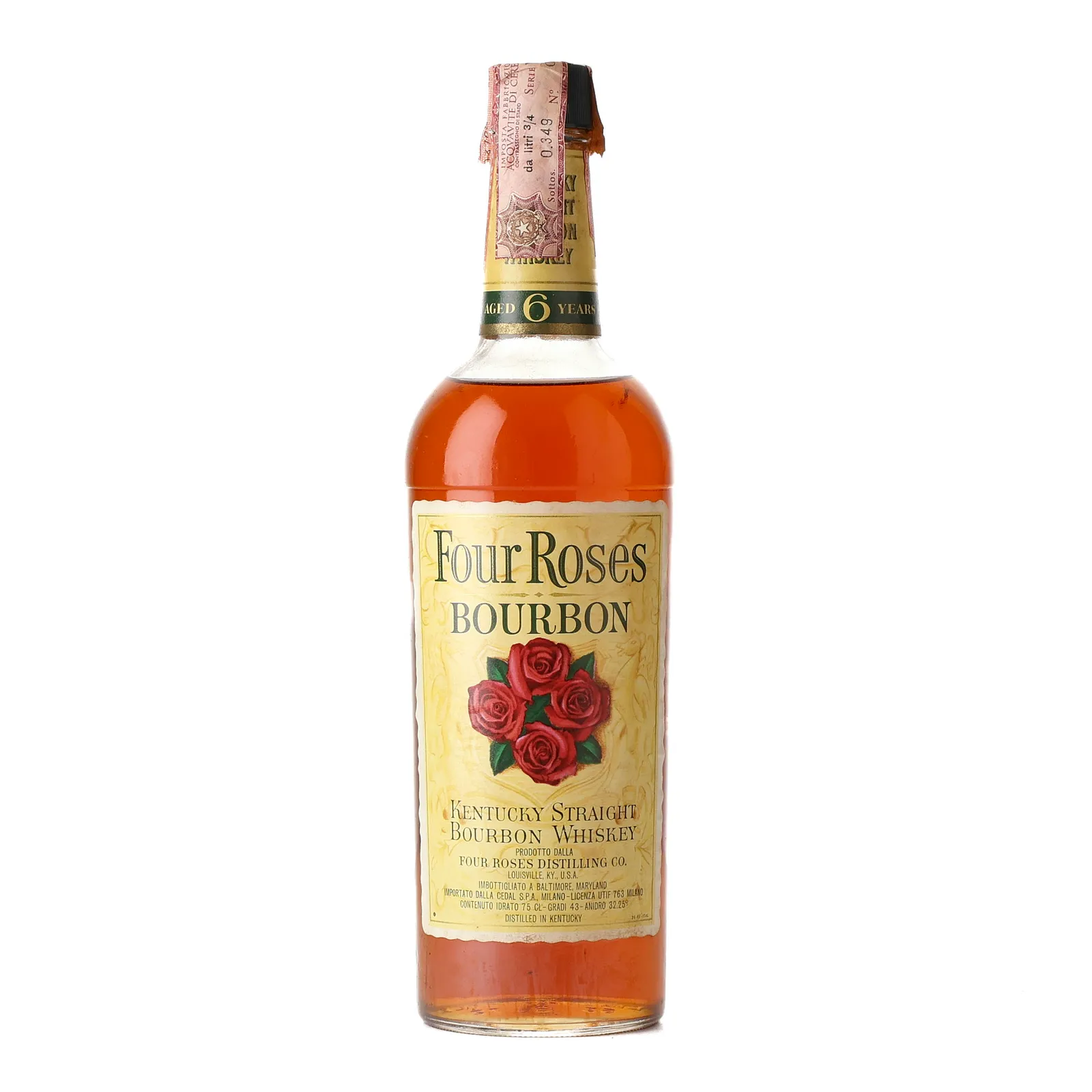 Four Roses Kentucky Straight Bourbon 6 Year Old, New Charred Oak Cask, 1968, 43% whisky bottle