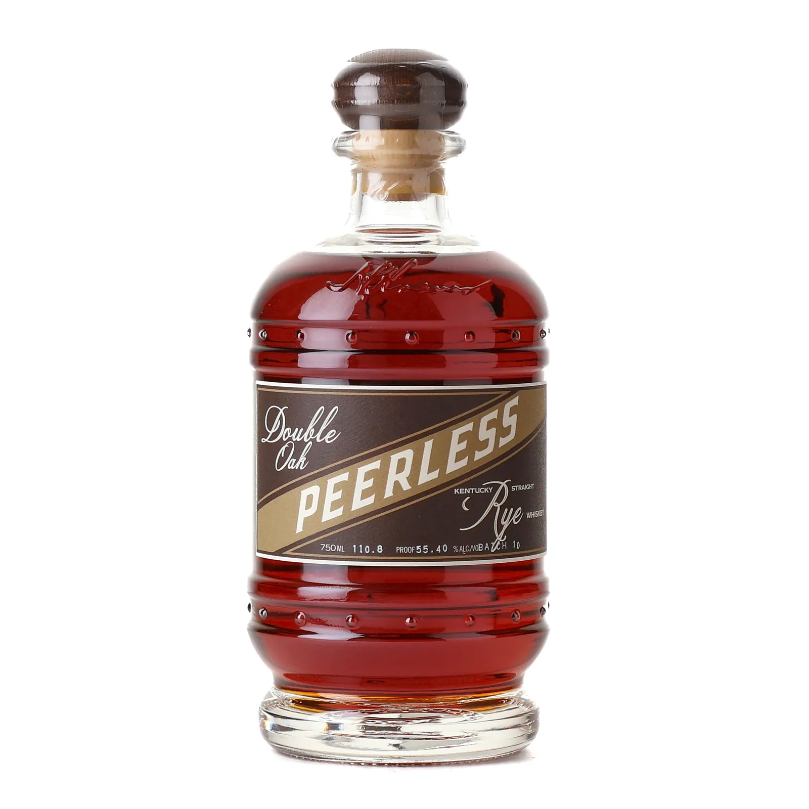 Peerless Double Oak Barrel Proof Rye, New Charred Oak Cask, Batch No. 10, 55.4% whisky bottle