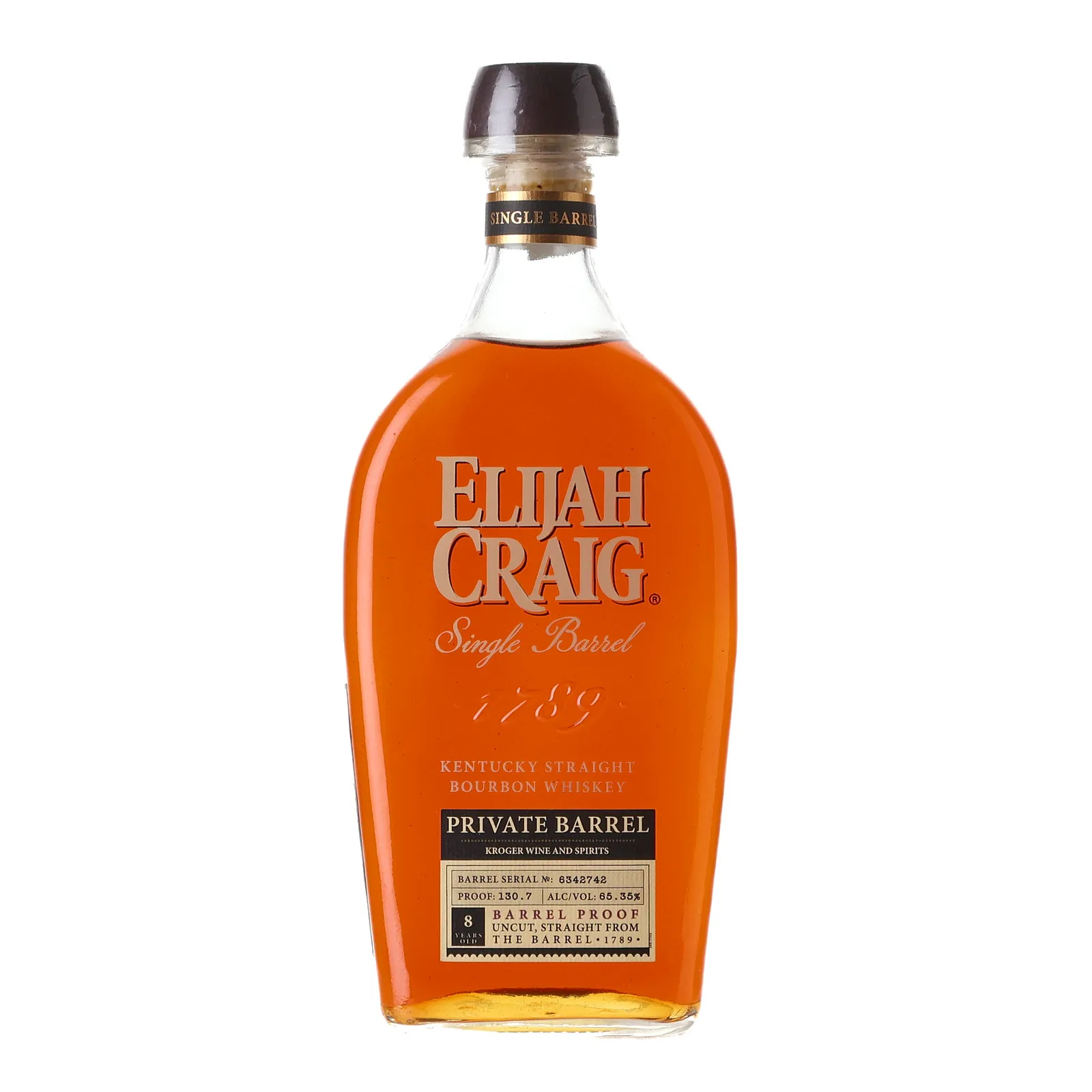 Elijah Craig Barrel Proof Private Barrel Kroger Wine & Spirits 8 Year Old, Cask #6342742, 65.35% whisky bottle