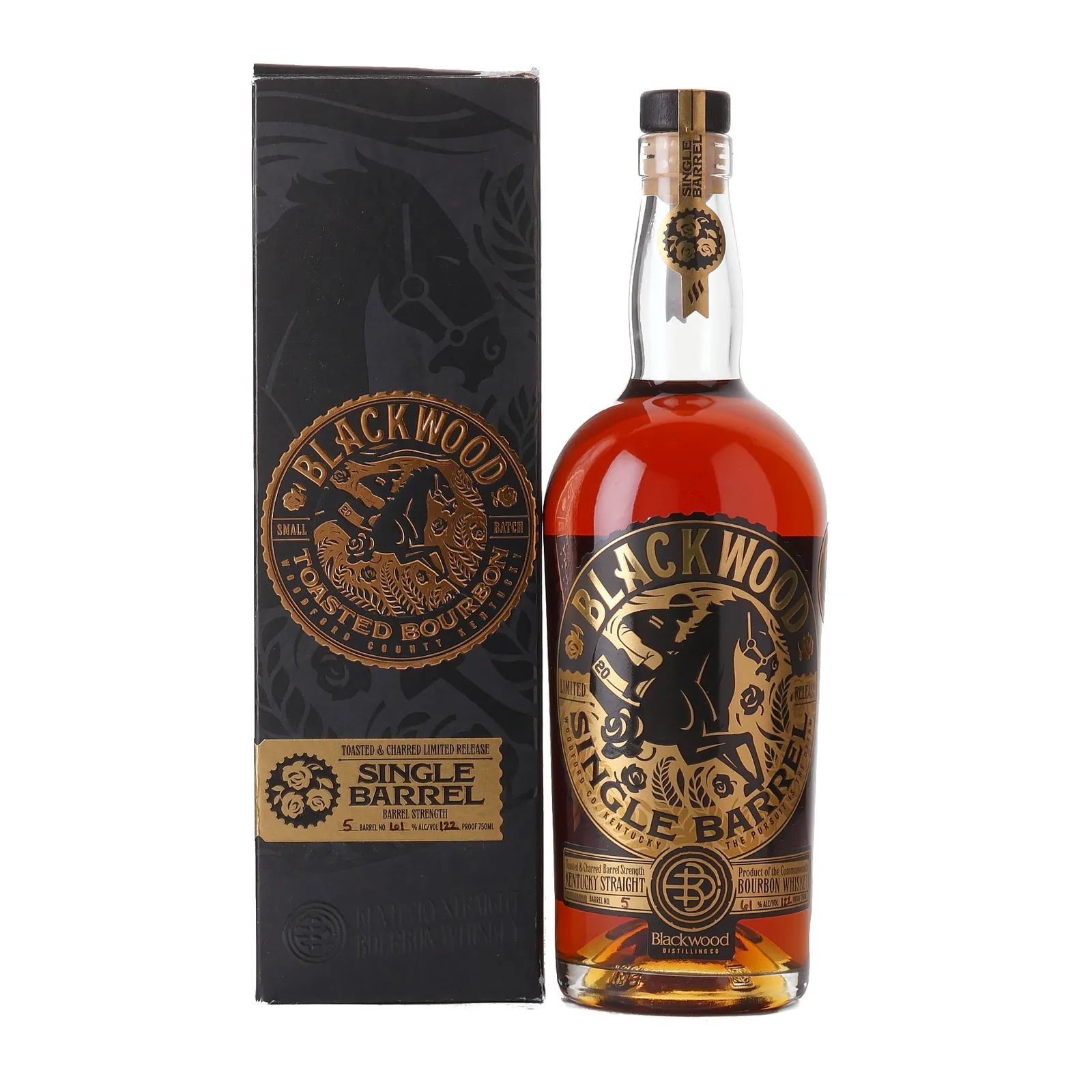 Blackwood Barrel Strength Bourbon, Charred & Toasted Cask, Cask #5, 61% whisky bottle