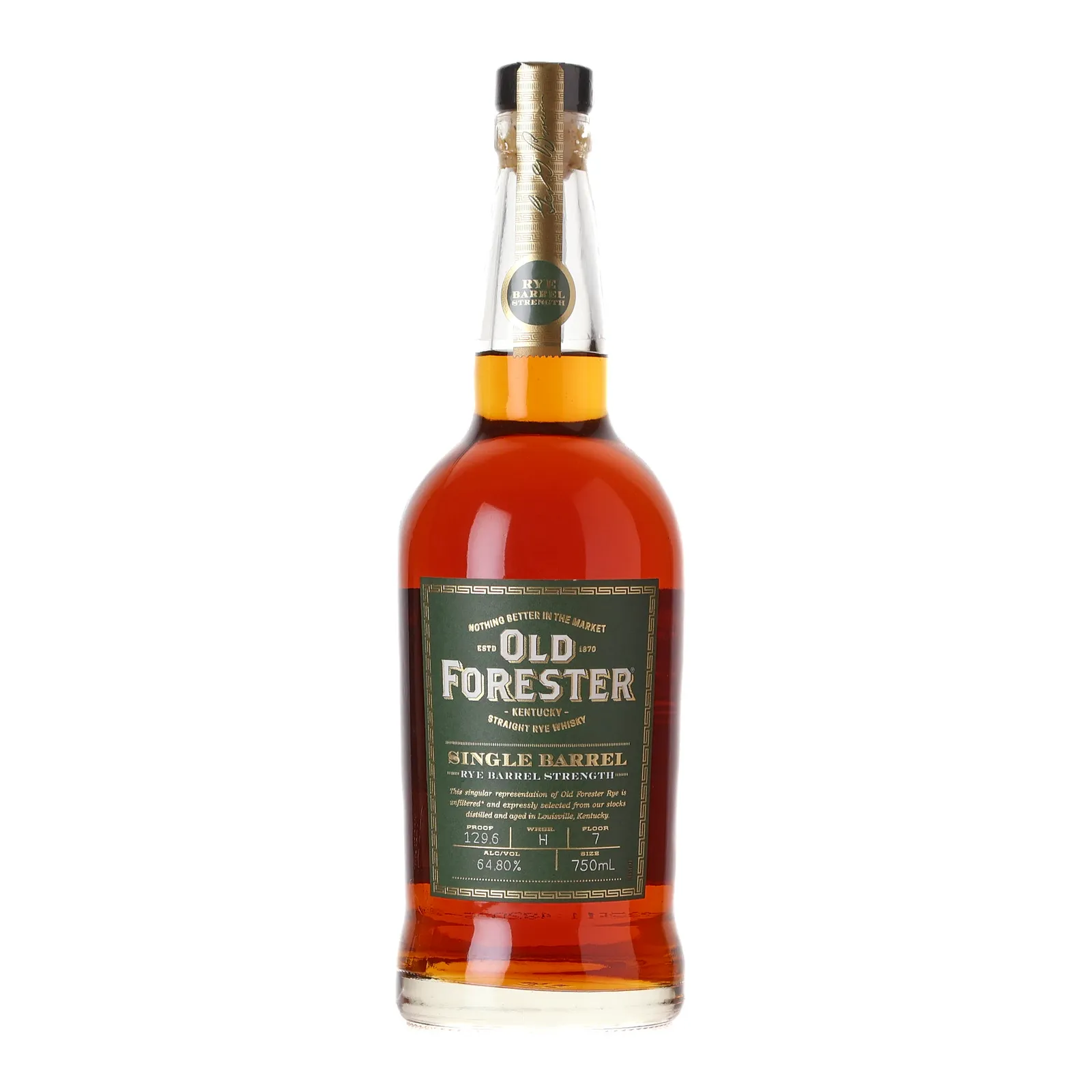 Old Forester Single Barrel Rye Barrel Strength, 64.8% whisky bottle