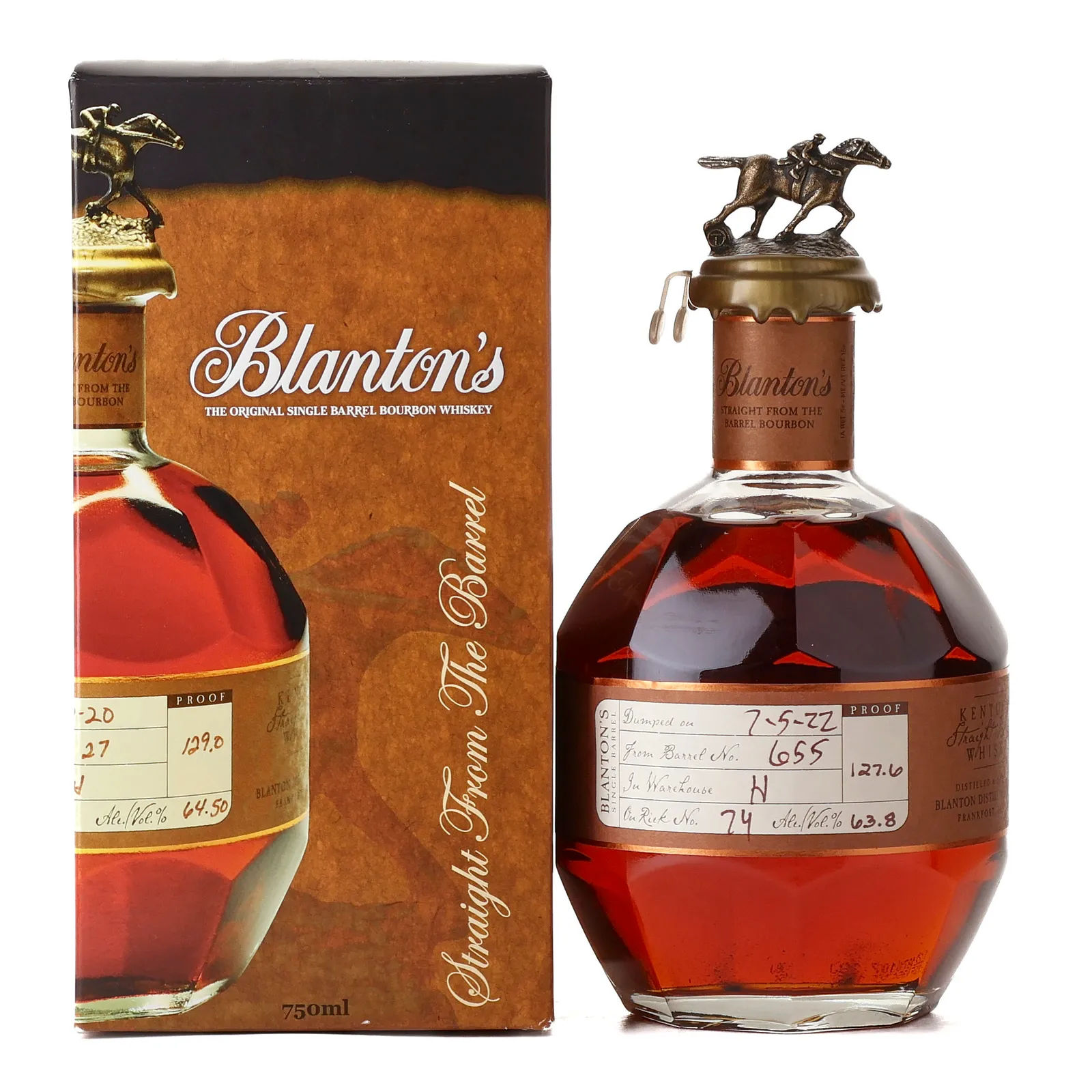Blanton's Straight From The Barrel Bourbon (Letter T), Bourbon Cask, Cask #655, 2022, 63.8% whisky bottle