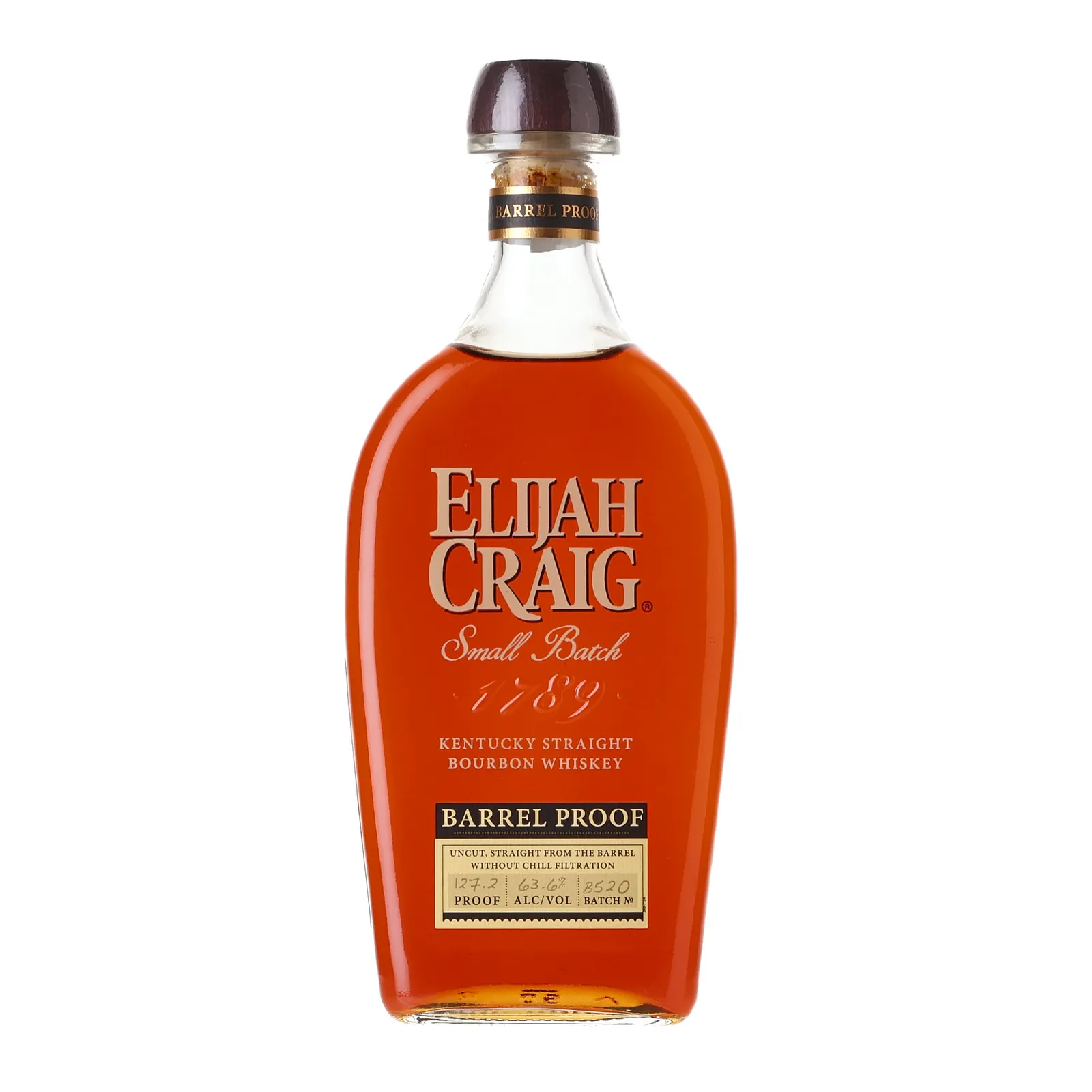 Elijah Craig Barrel Proof 12 Year Old, New Charred Oak Cask, Batch No. B520, 2020, 63.6% whisky bottle
