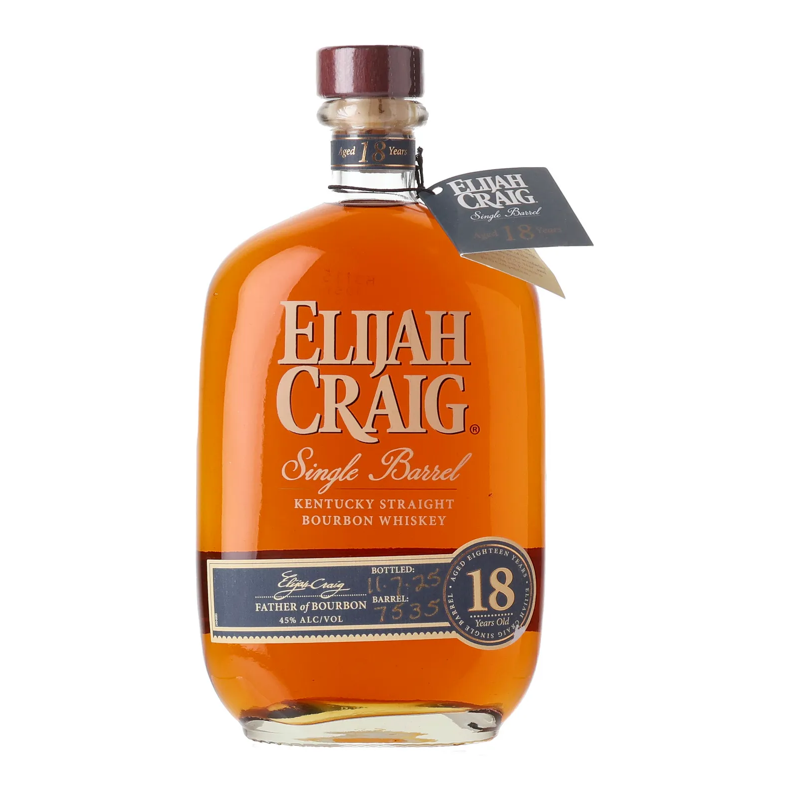 Elijah Craig Single Barrel 18 Year Old, 2025, 45% whisky bottle