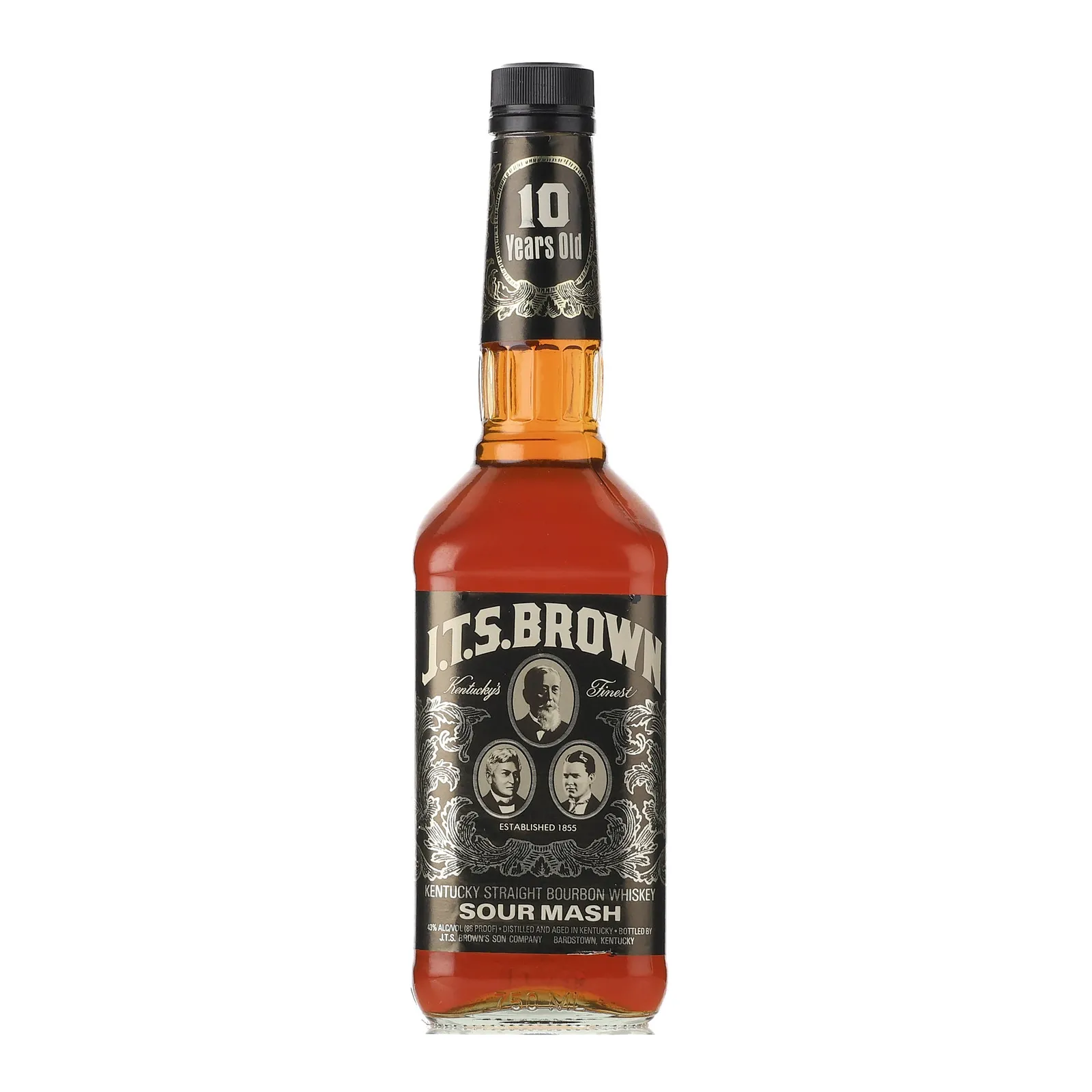 J.T.S. Brown Sour Mash Bourbon 10 Year Old, 43% whisky bottle
