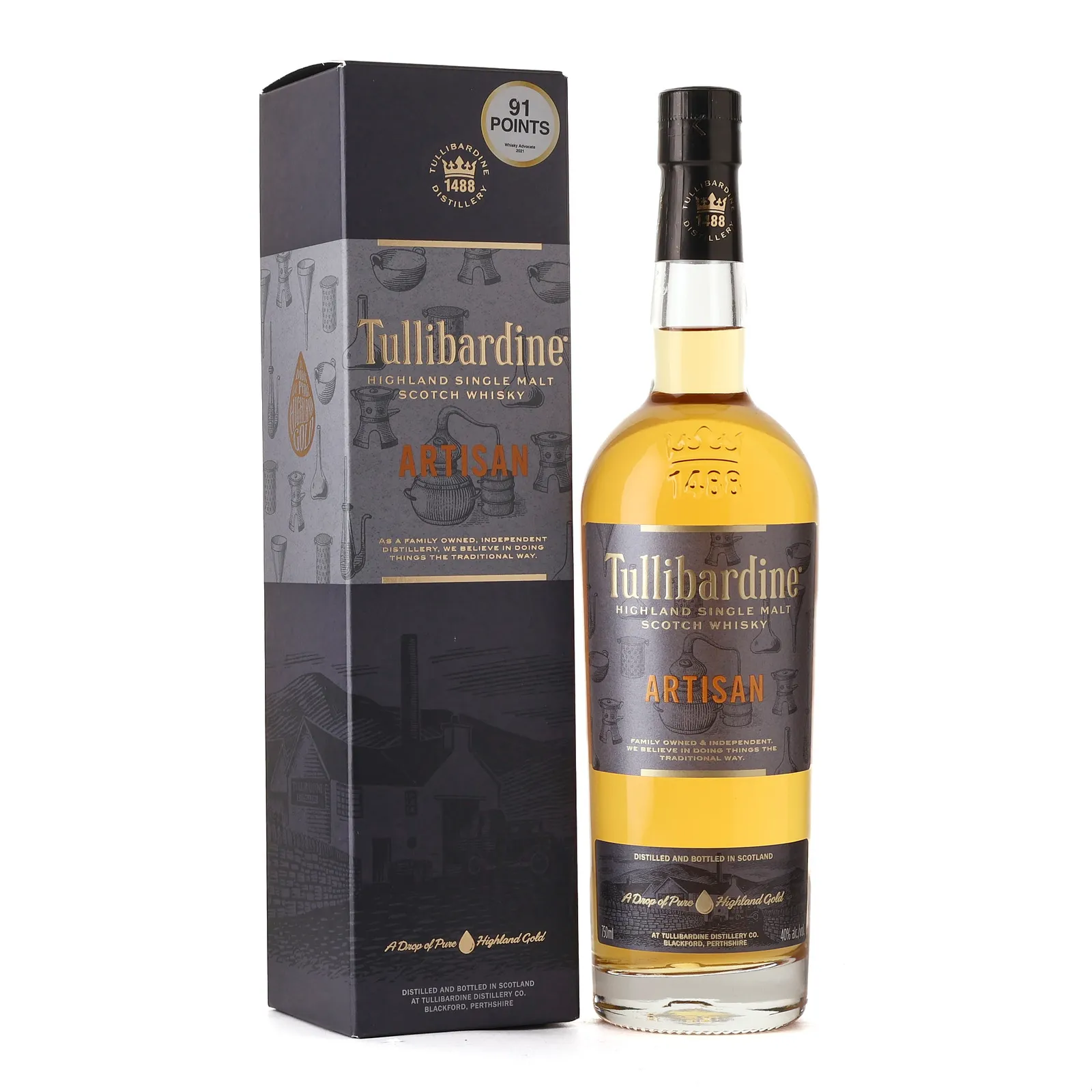 Tullibardine Artisan, Ex-bourbon Cask, 40% whisky bottle