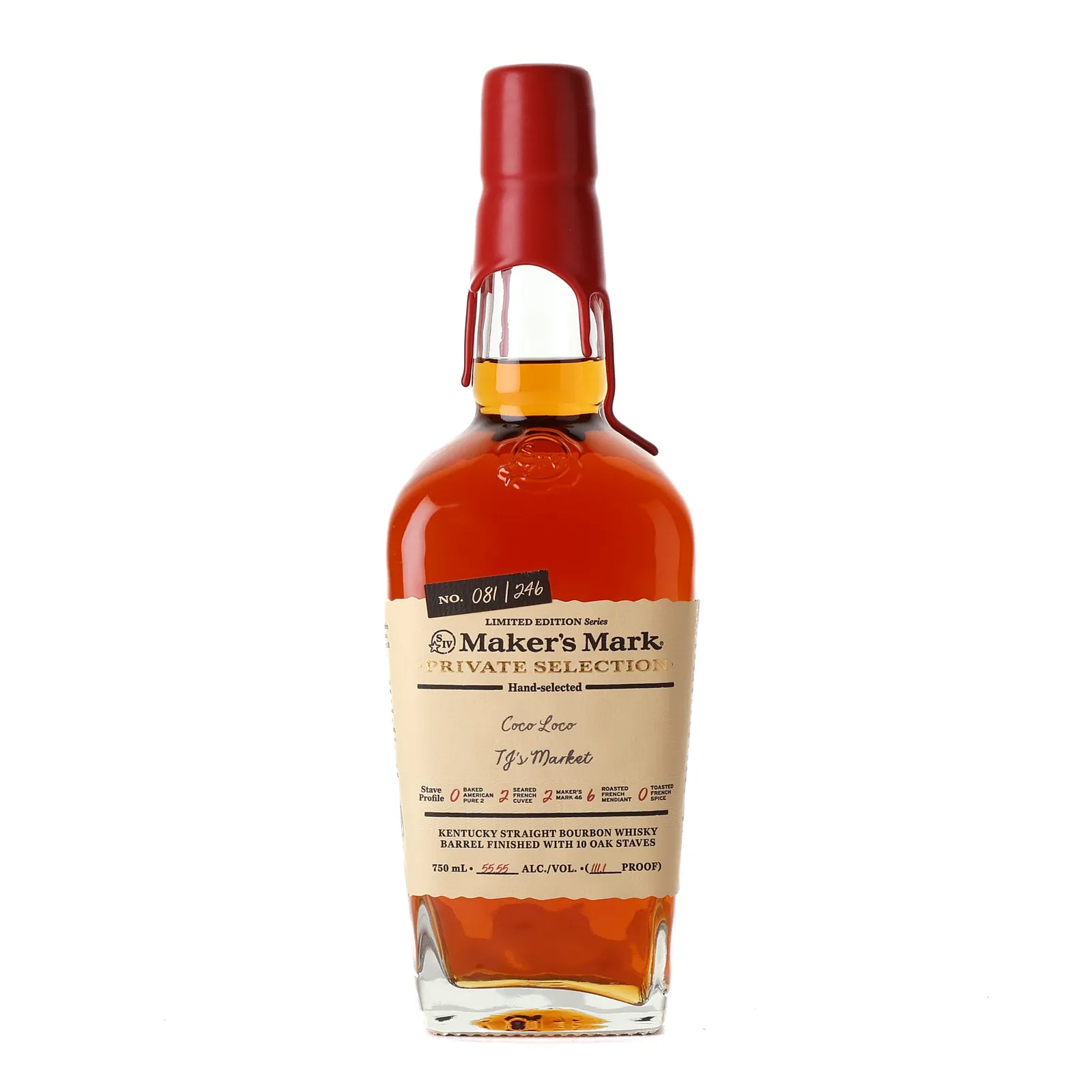 Maker's Mark Private Selection Coco Loco TJ's Market, 55.55% whisky bottle