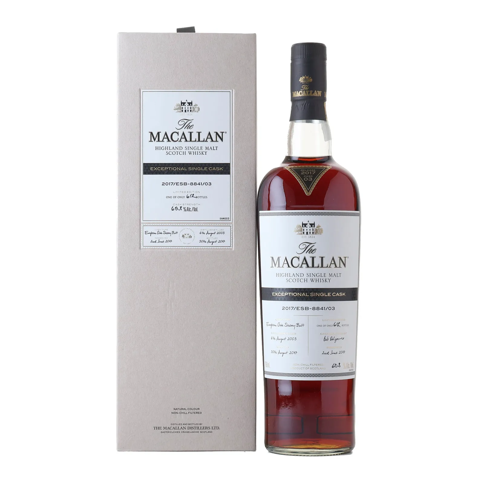 Macallan Exceptional Single Cask #14 Year Old, Sherry Cask, Cask #3, 2017, 60.8% whisky bottle