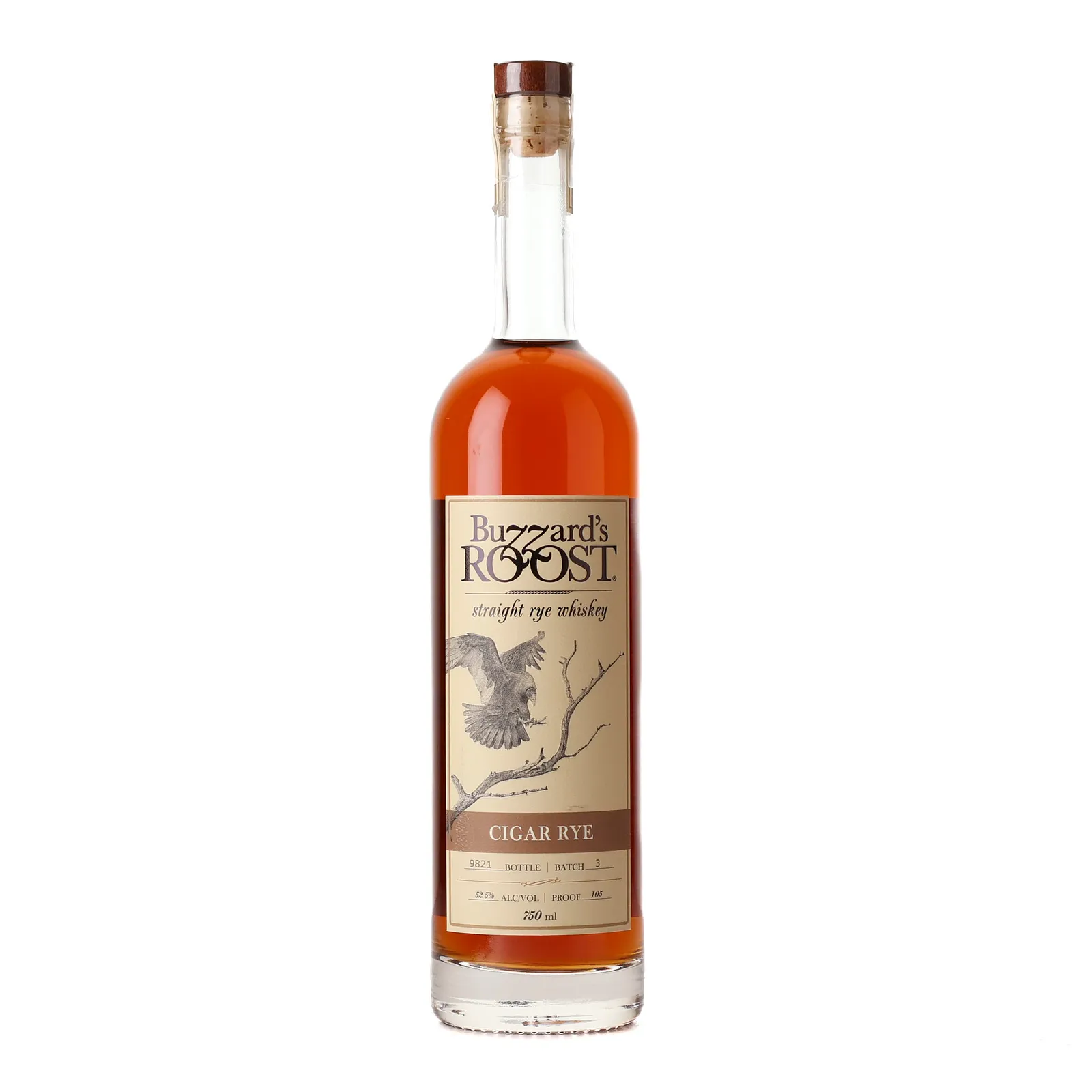 Buzzard's Roost Cigar Rye 3 Year Old, Batch No. 3, 2023, 52.5% whisky bottle