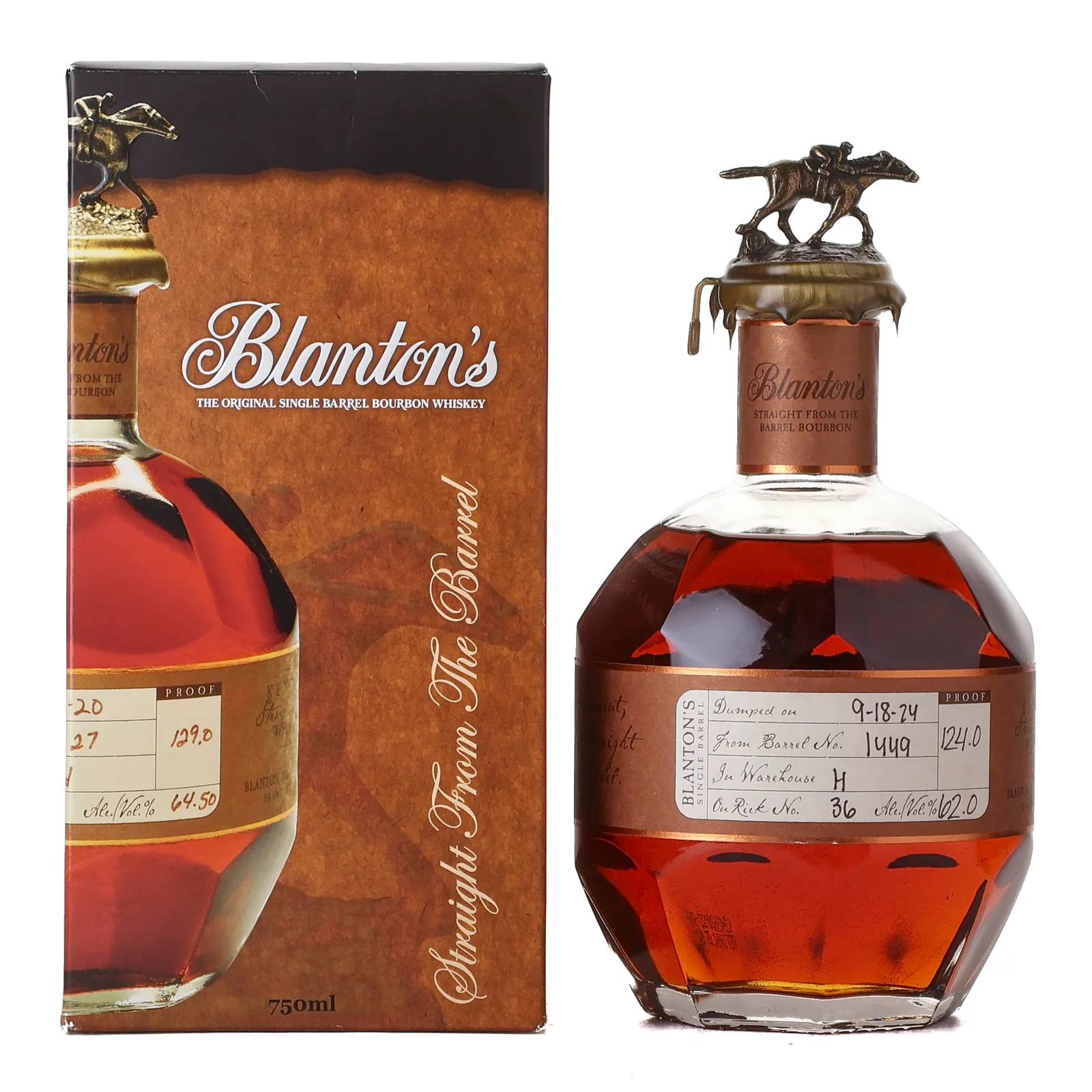 Blanton's Straight From the Barrel Bourbon, Cask #1449, 2024, 62% whisky bottle