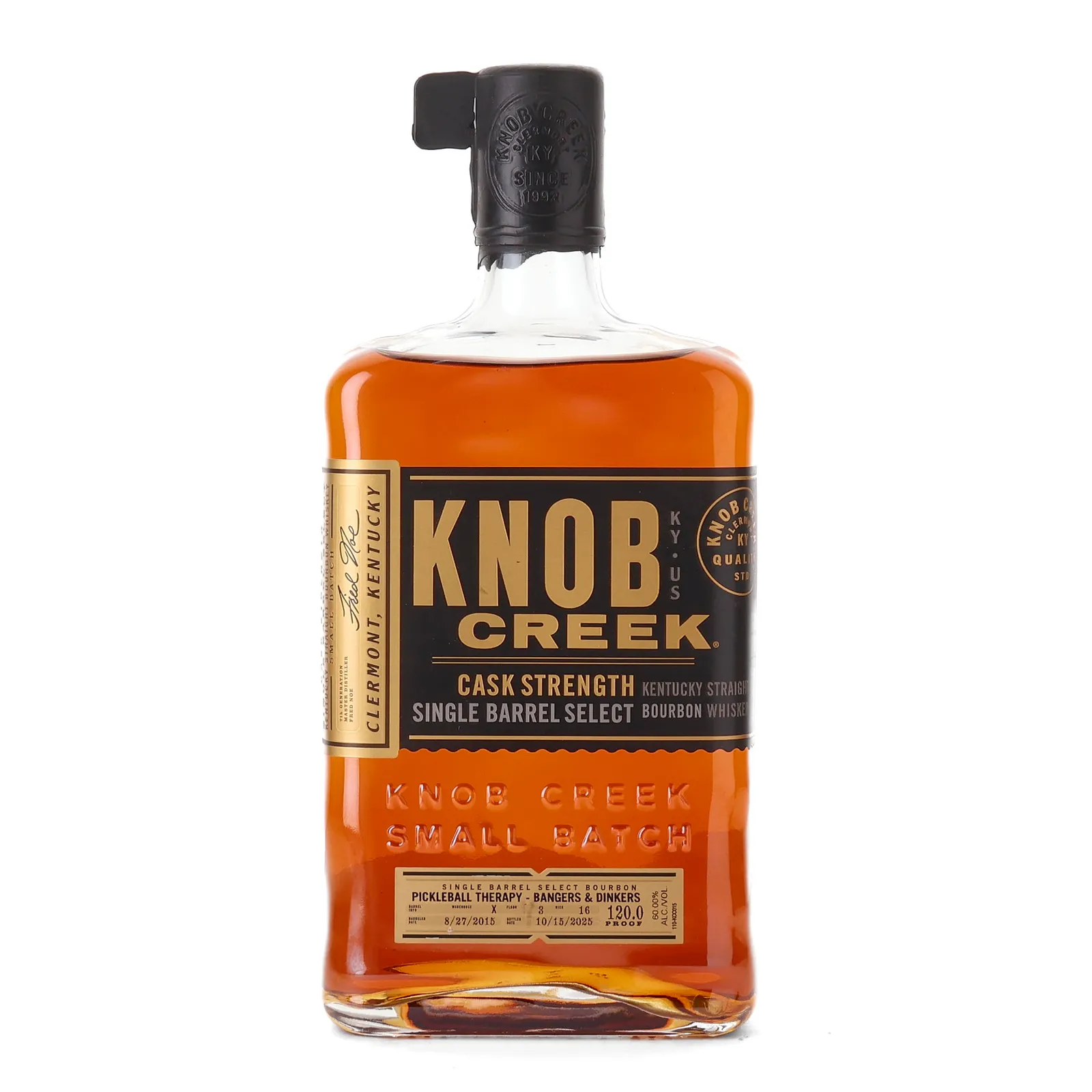 Knob Creek Cask Strength Single Barrel Select 'Pickleball Therapy - Bangers & Dinkers' 10 Year Old, 2025, 60% whisky bottle