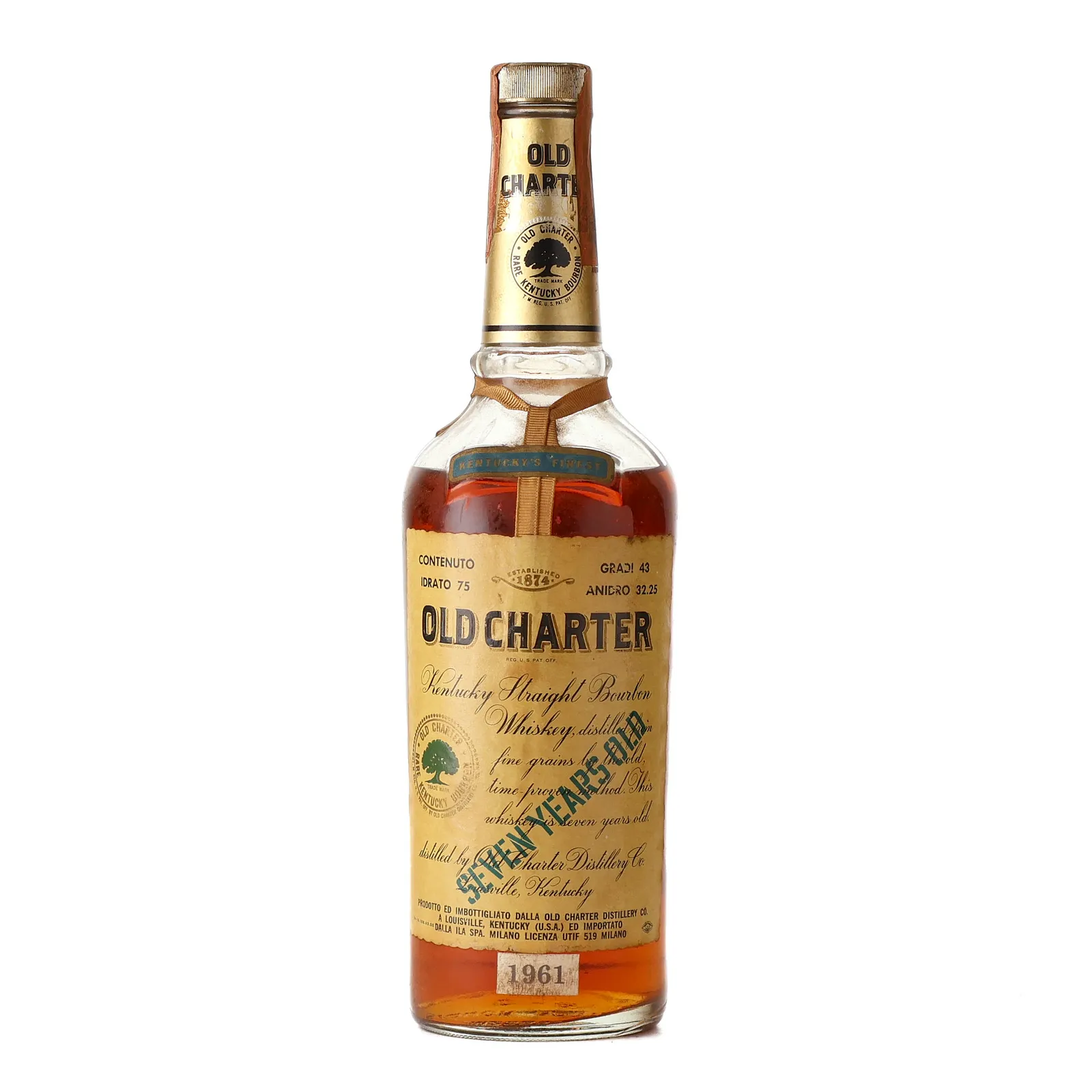 Old Charter 7 Year Old, 1961, 43% whisky bottle