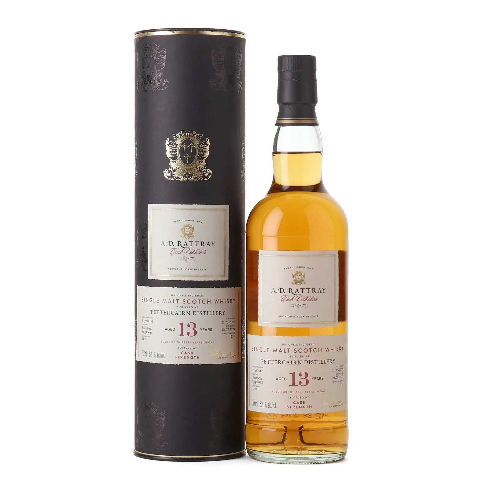 Fettercairn Cask Collection 13 Year Old, Bourbon Cask, Cask #1100, 2009, A.D. Rattray, 52.1% whisky bottle