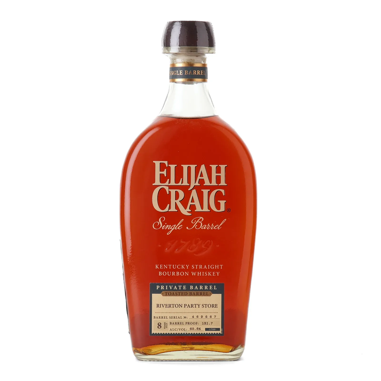 Elijah Craig Private Barrel Toasted Barrel Proof 8 Year Old, Toasted Oak Cask, Cask #469667, 65.8% whisky bottle
