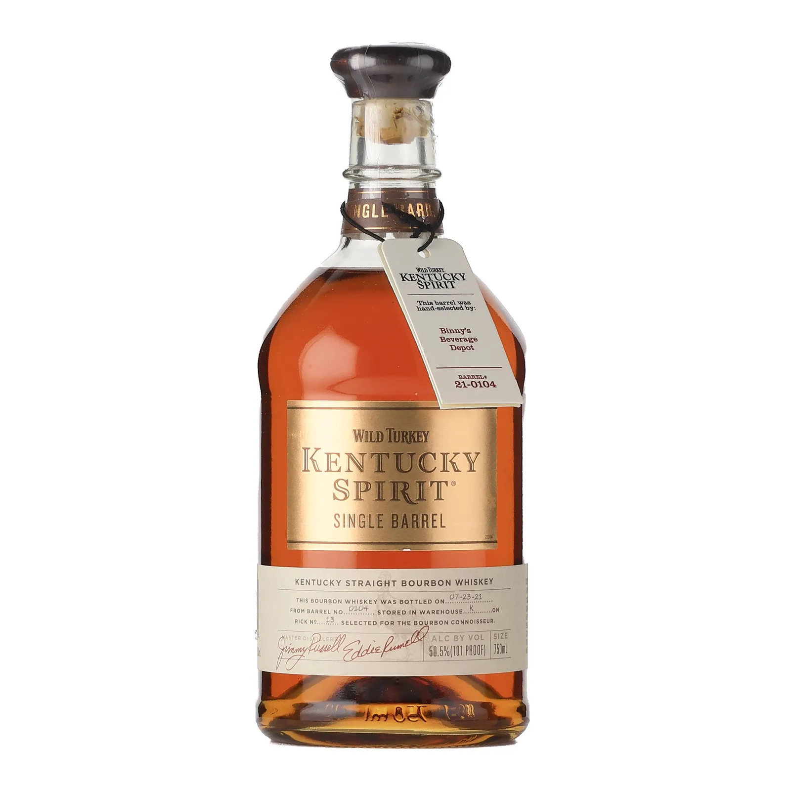 Wild Turkey Kentucky Spirit Single Barrel, New Charred Oak Cask, Cask #21-0104, 2021, 50.5% whisky bottle