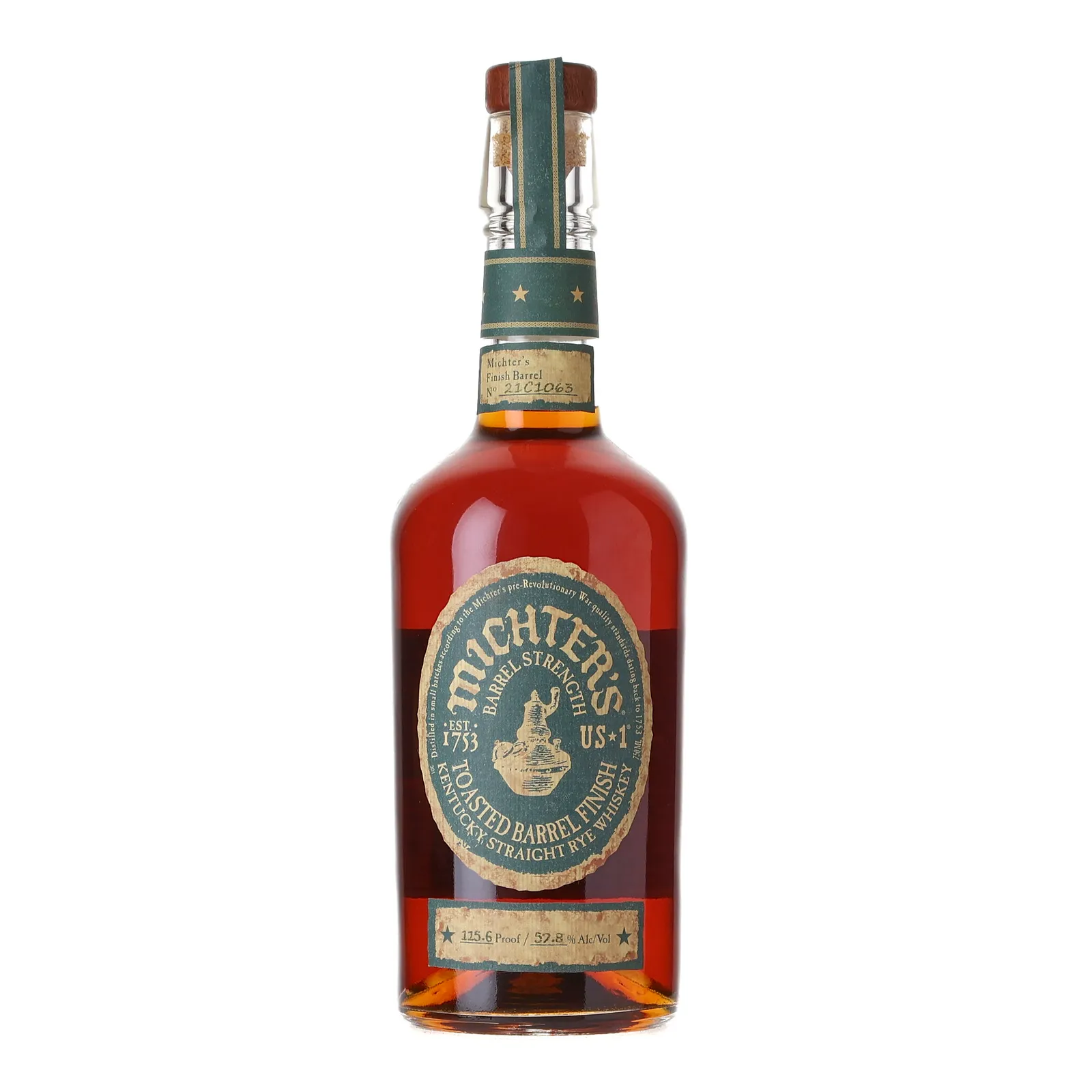 Michter's US*1 Toasted Barrel Finish Straight Rye Whiskey, Toasted Barrel Cask, Cask #21C1063, 57.8% whisky bottle