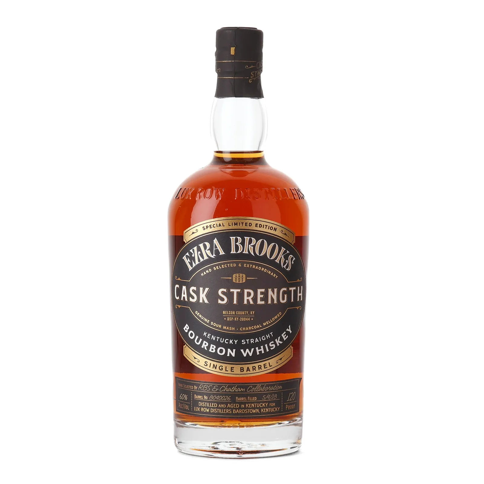 Ezra Brooks Cask Strength Bourbon, Cask #8040026, RBS & Chatham Collaboration, 60% whisky bottle