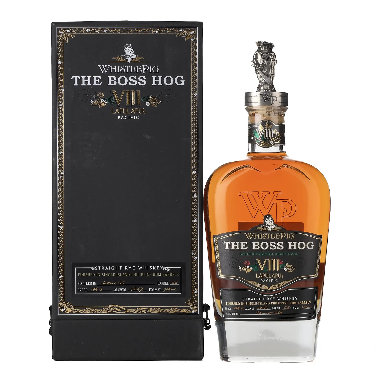 Whistlepig The Boss Hog Lapulapu's Pacific 17 Year Old, American Oak & Rum Cask, Cask #90, Batch VIII, 2021, 52.4% whisky bottle