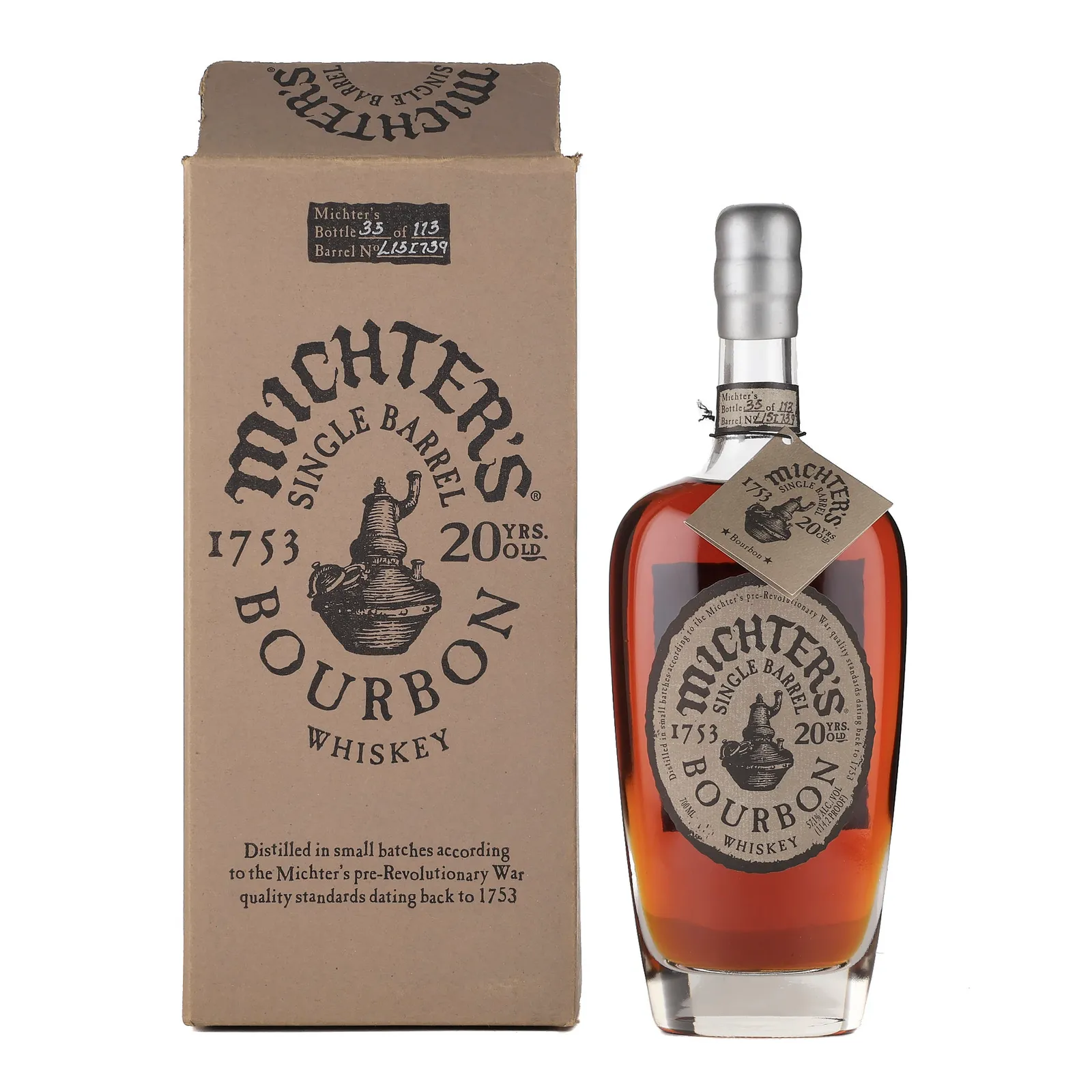 Michter's Single Barrel 20 Year Old, Cask #15I739, 2015, 57.1% whisky bottle