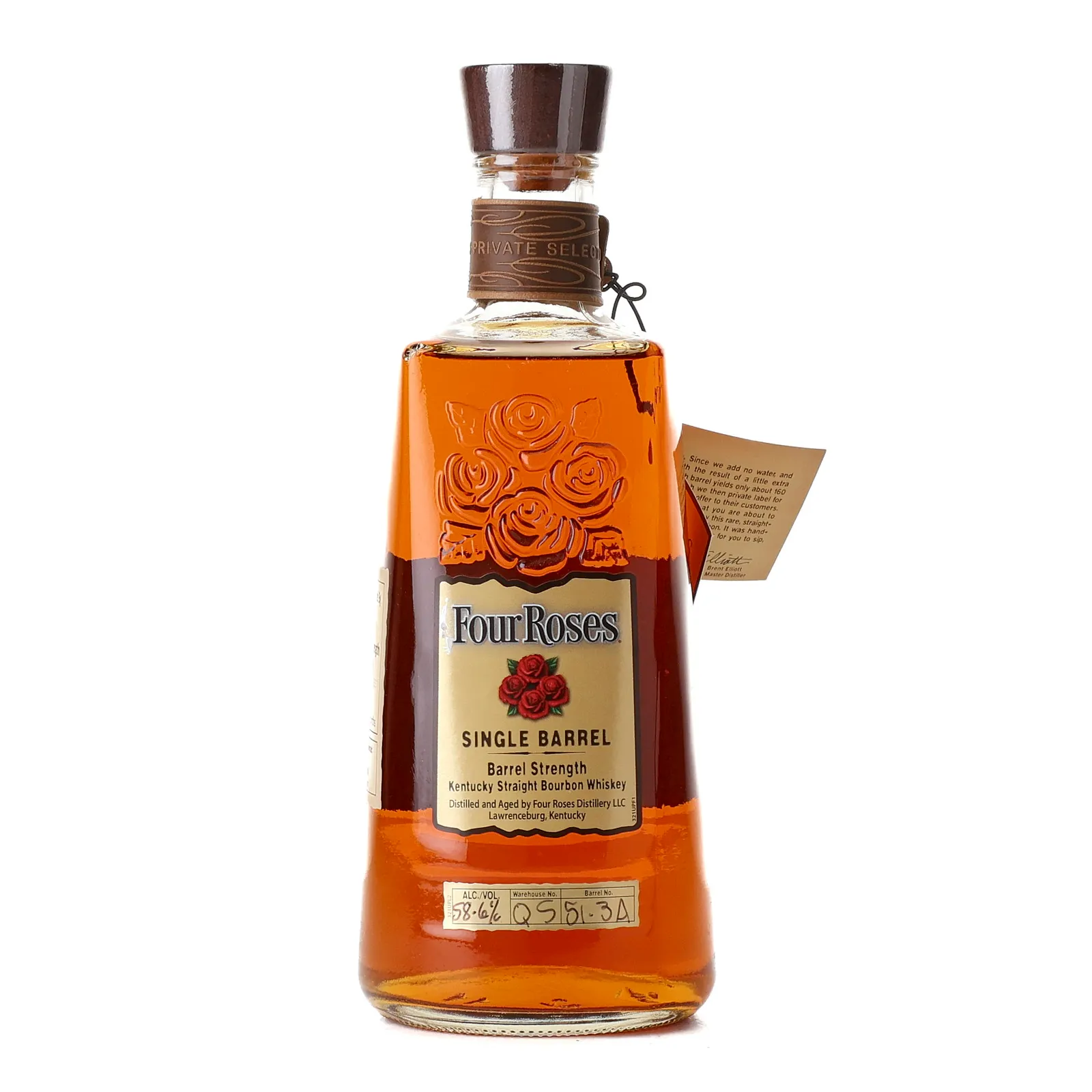 Four Roses Barrel Strength OESK 8 Year Old, New Charred Oak Cask, Batch No. QS 51-3A, The Cask Strength Society, 58.6% whisky bottle